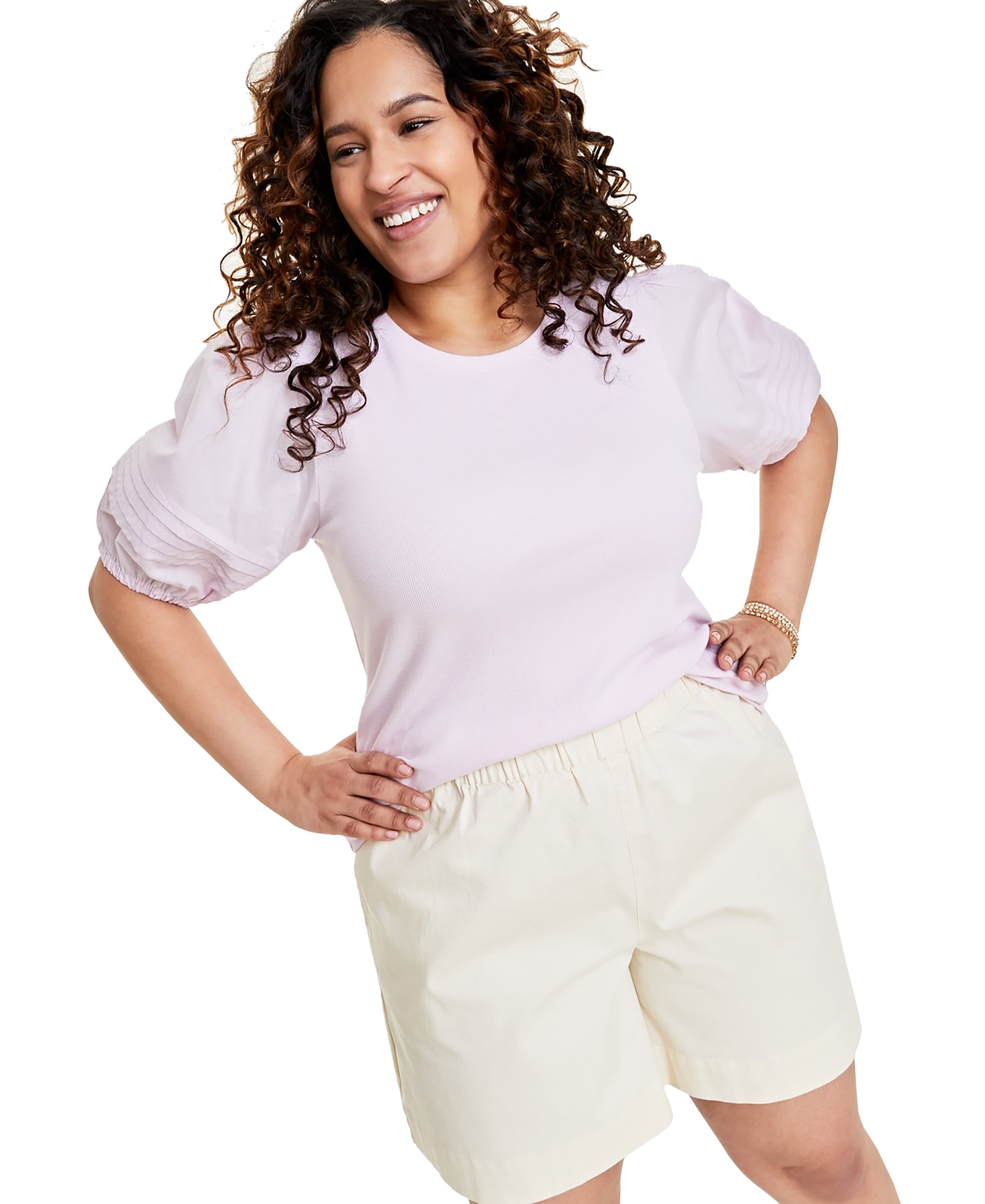 Modern Plus Size Puff-Sleeve Knit Premium Top