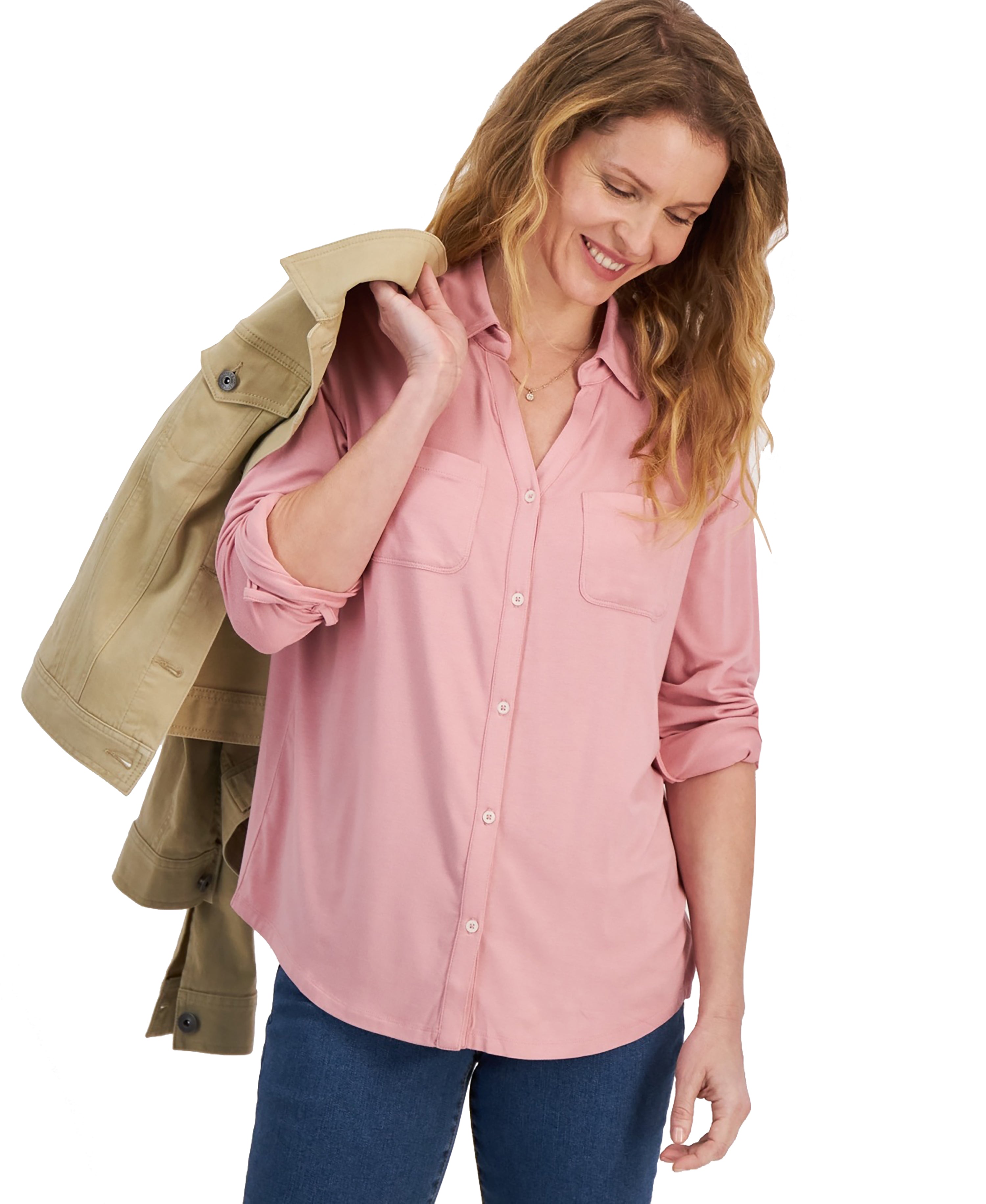 Women's Button-Down Knit Modern Shirt