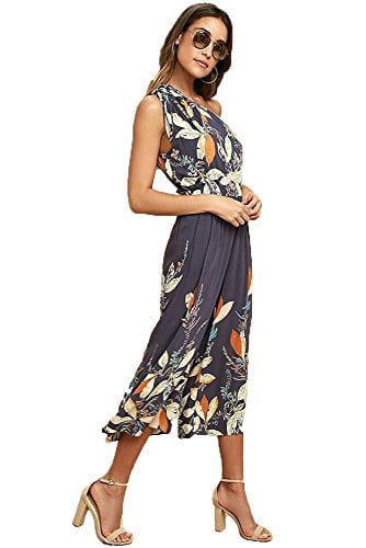 Free People Womens Island Time Blue Floral Wide-Leg Jumpsuit