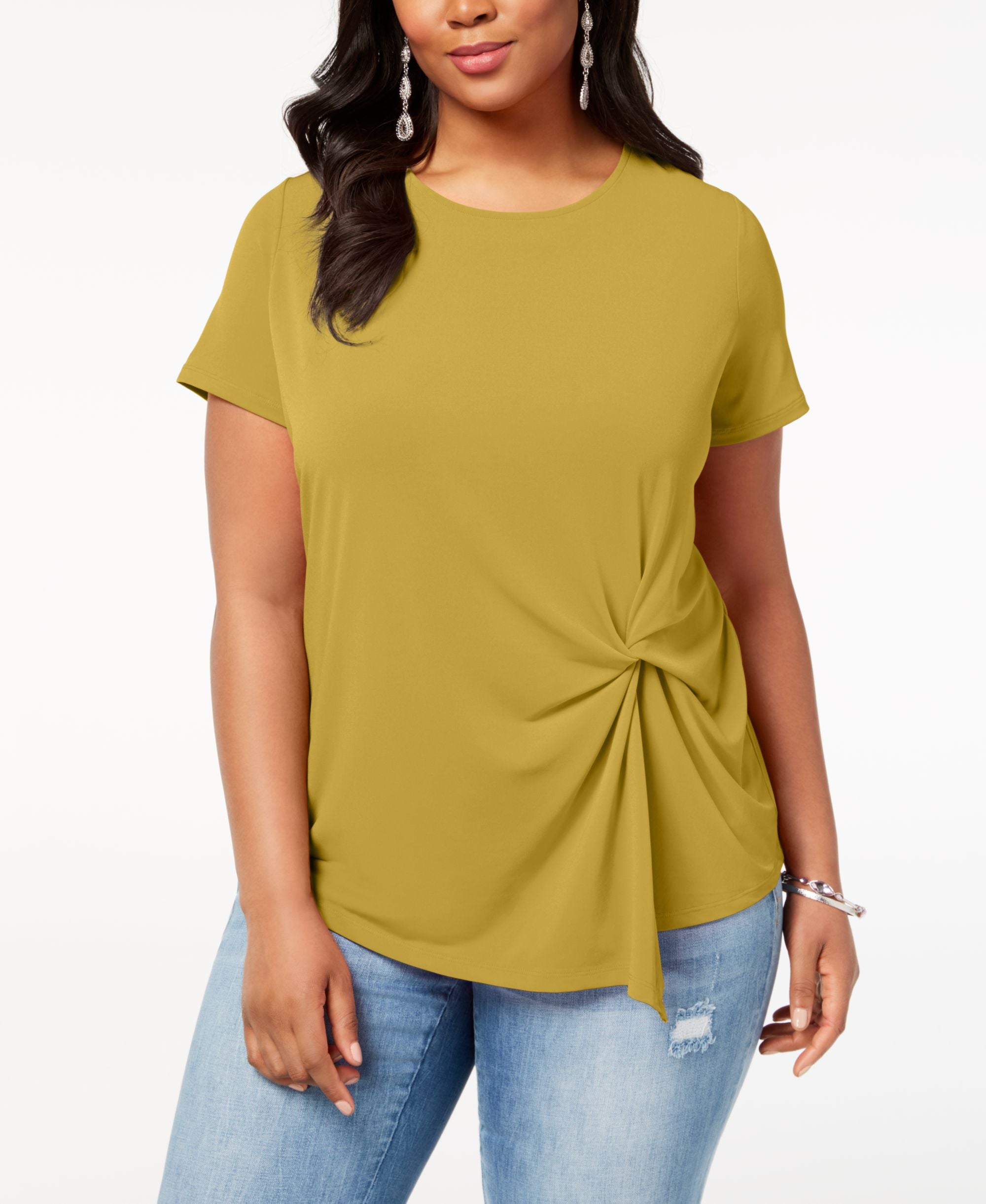 INC Plus Size Twisted Asymmetrical Premium Top