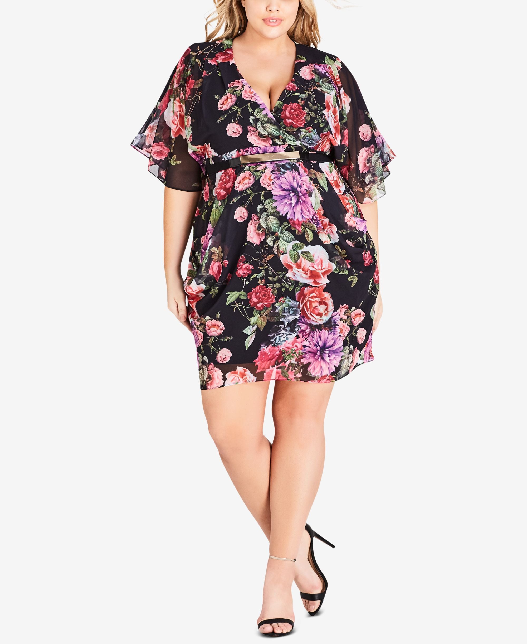 City Chic Modern Plus Size Chelsea Belted Faux Wrap Dress