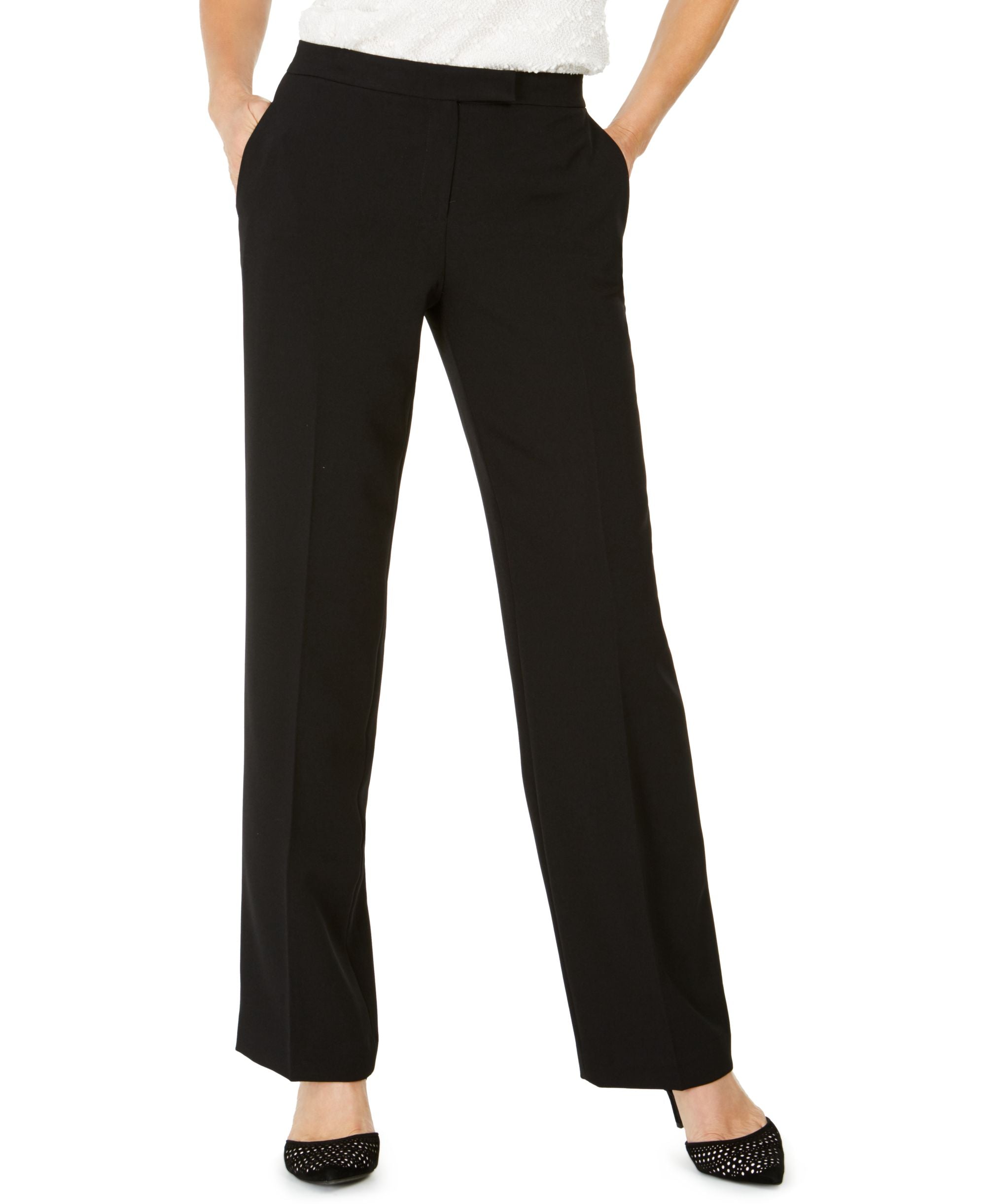 Tab-Waist, Straight-Fit Modern Dress Signature Pants