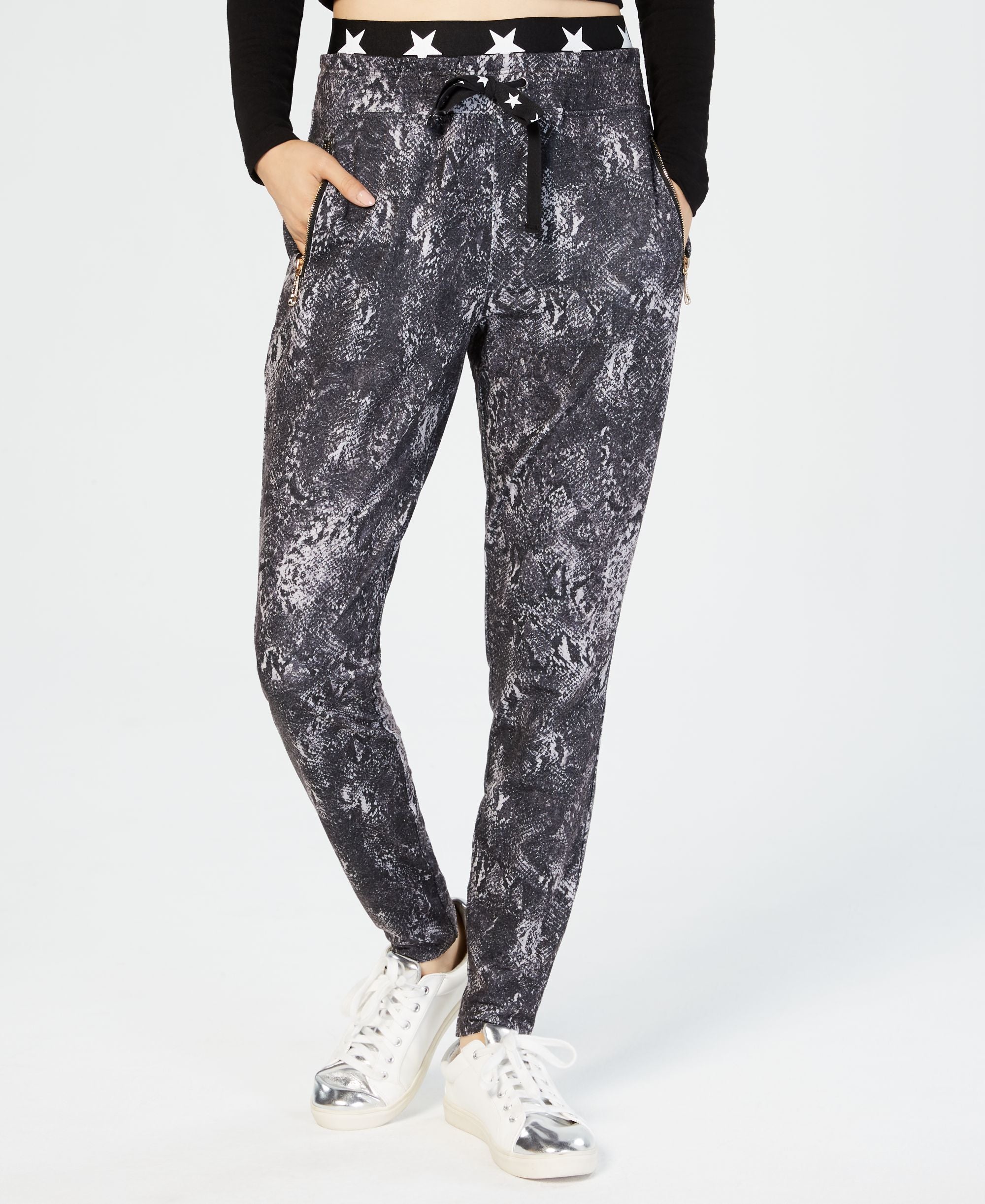 Juniors' Banded Graphic Jogger Signature Pants