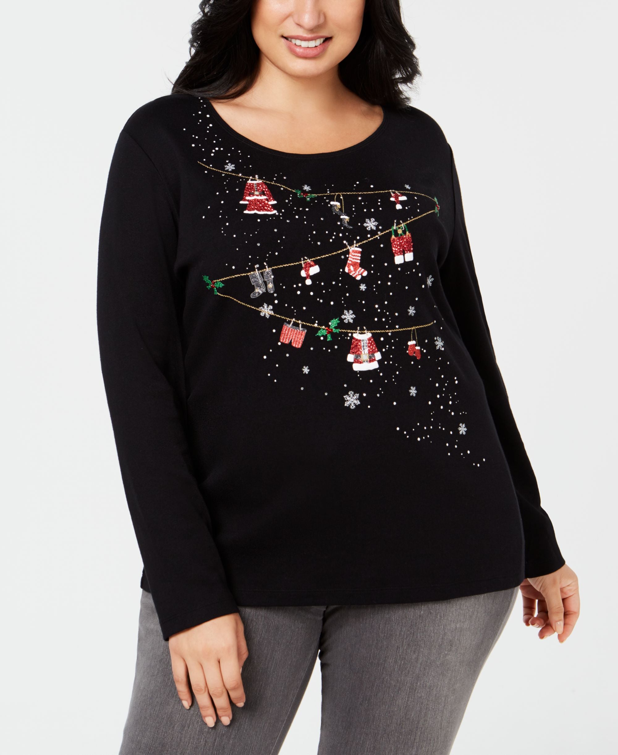Karen Scott Plus Size Cotton Holiday Theme T-Modern Shirt