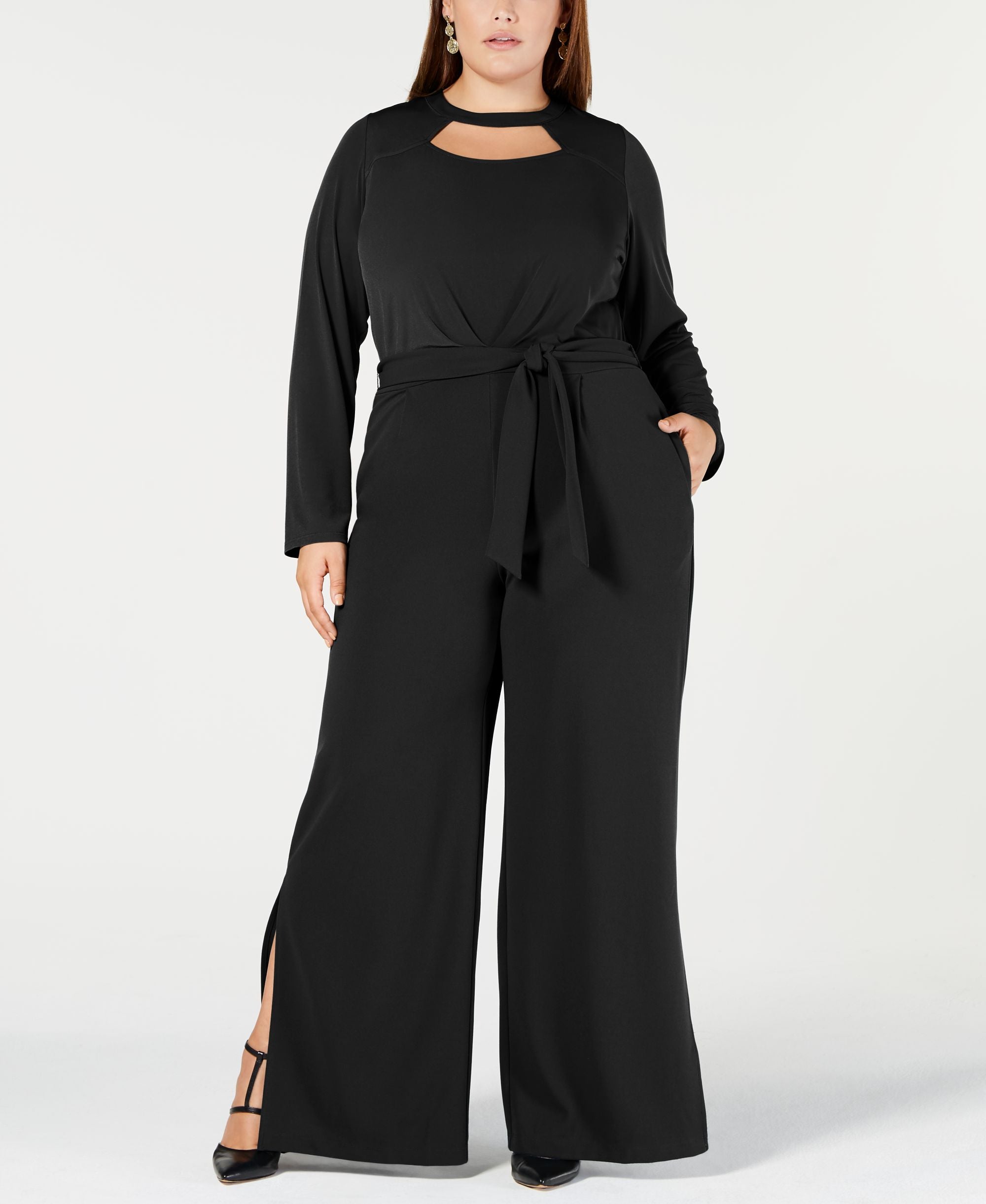 NY Collection Plus Petite Plus Size Cutout Wide-Leg Jumpsuit