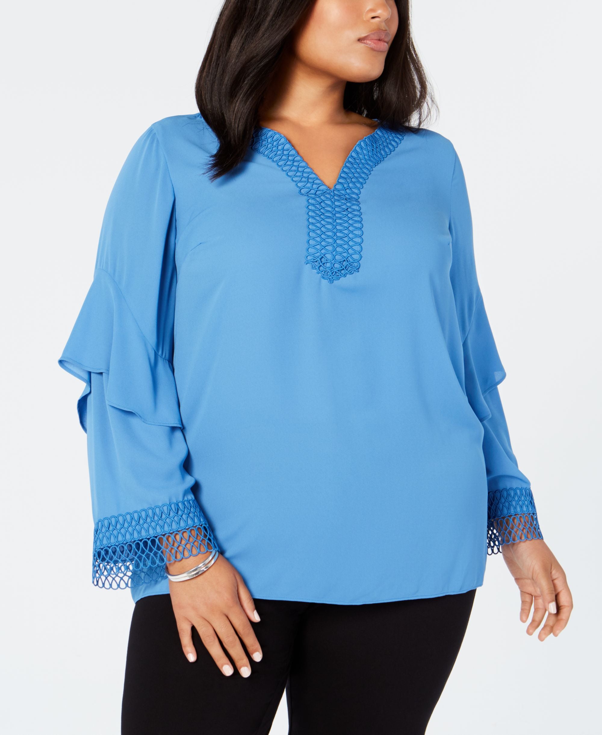 Plus Size Crochet-Trim Premium Top