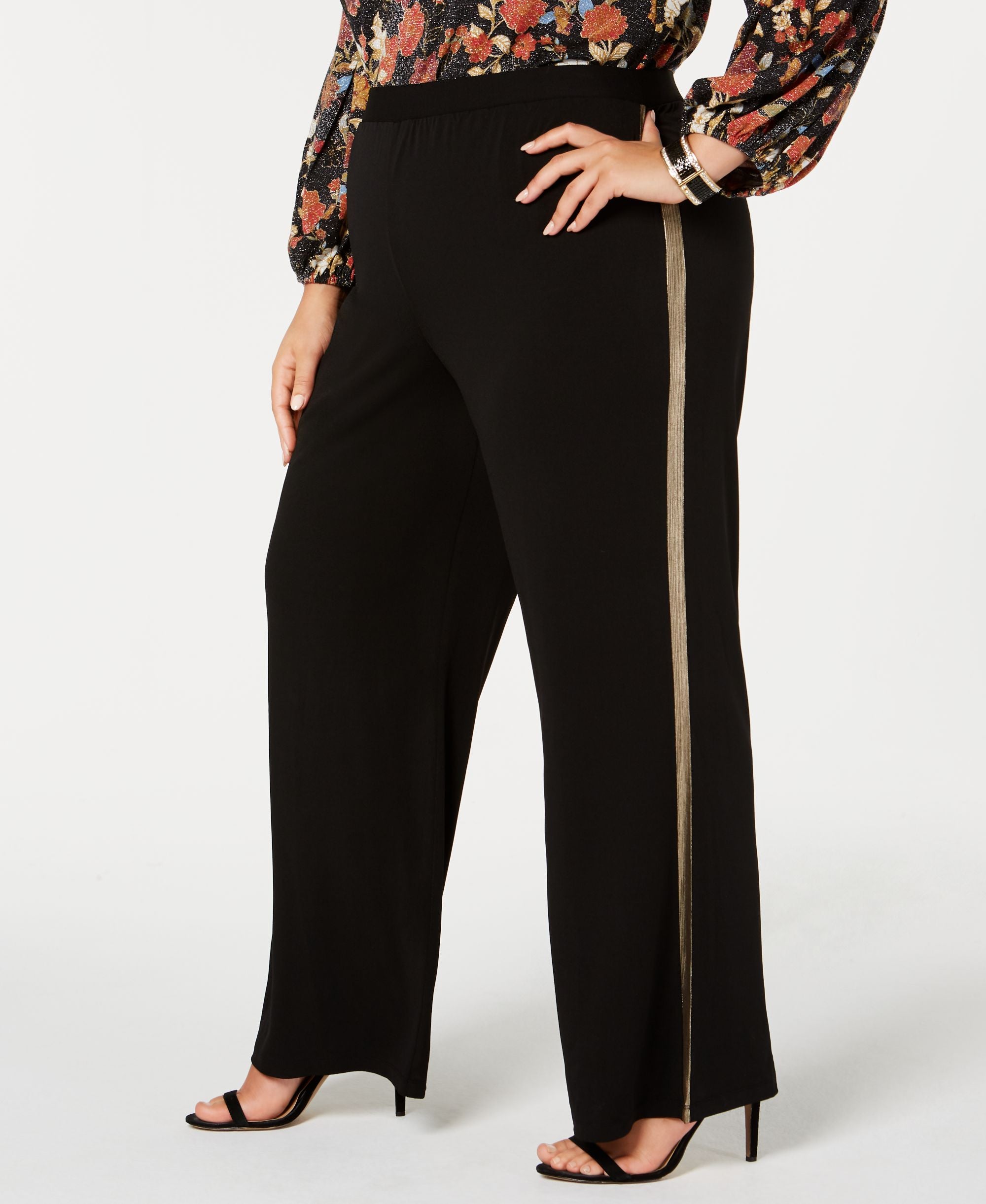 Plus Size Metallic-Stripe Signature Pants, Plus Size & Petite Plus Size