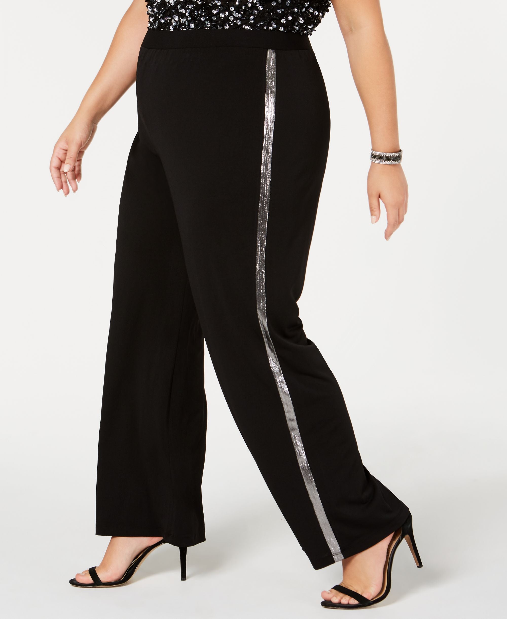 Plus Size Metallic-Stripe Signature Pants, Plus Size & Petite Plus Size