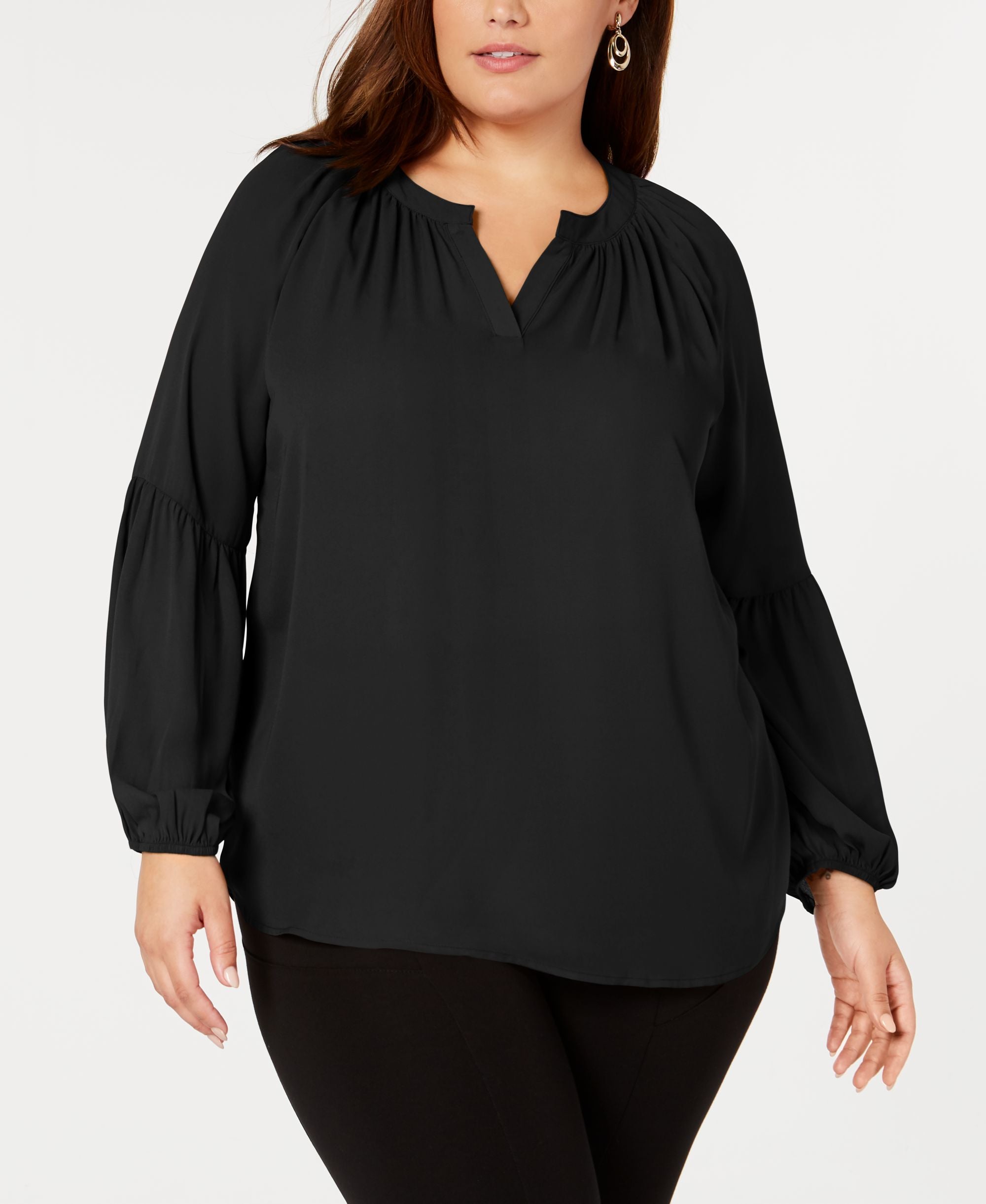 NY Collection Plus Size Balloon Sleeve Premium Top