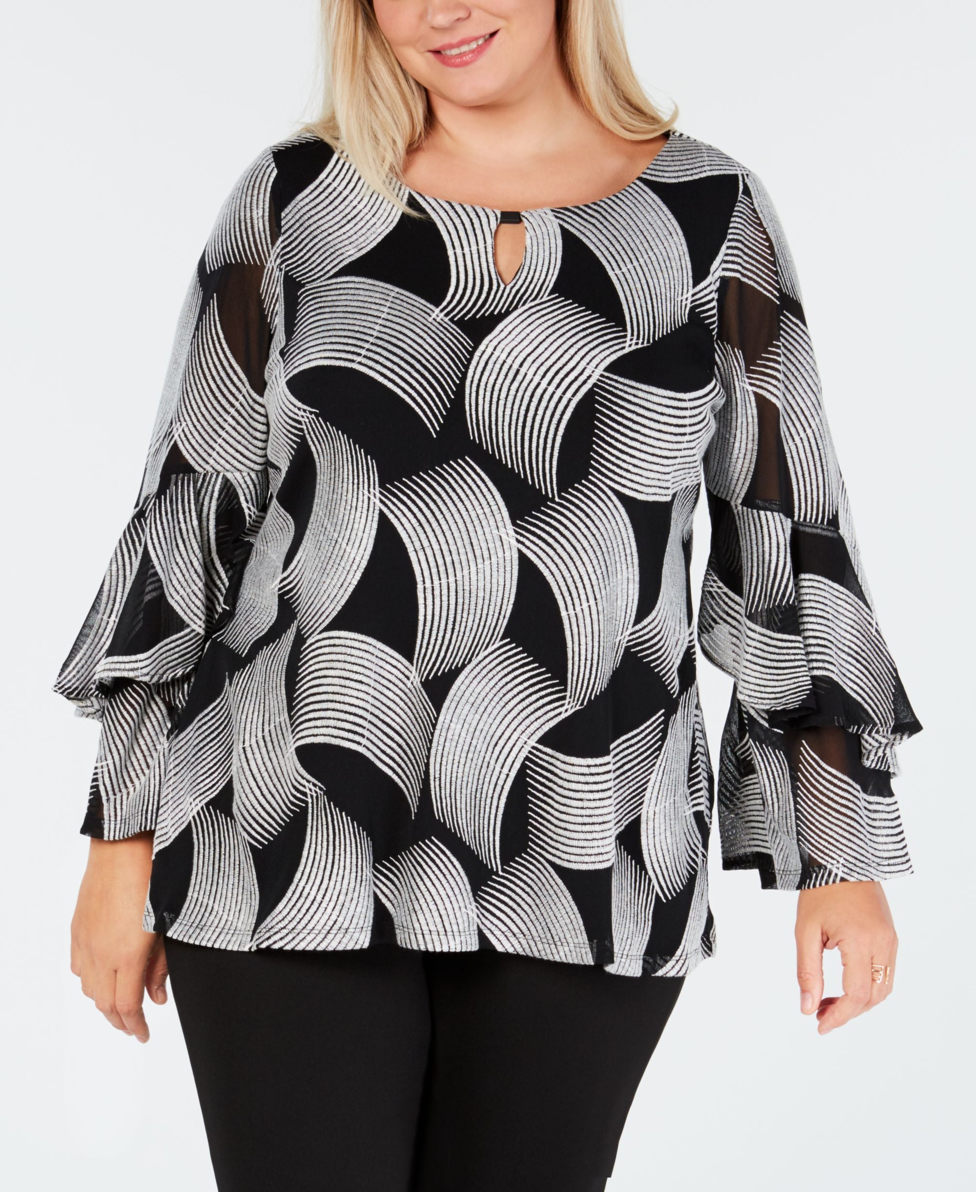 Alfani Plus Size Ruffled Sleeve Premium Top