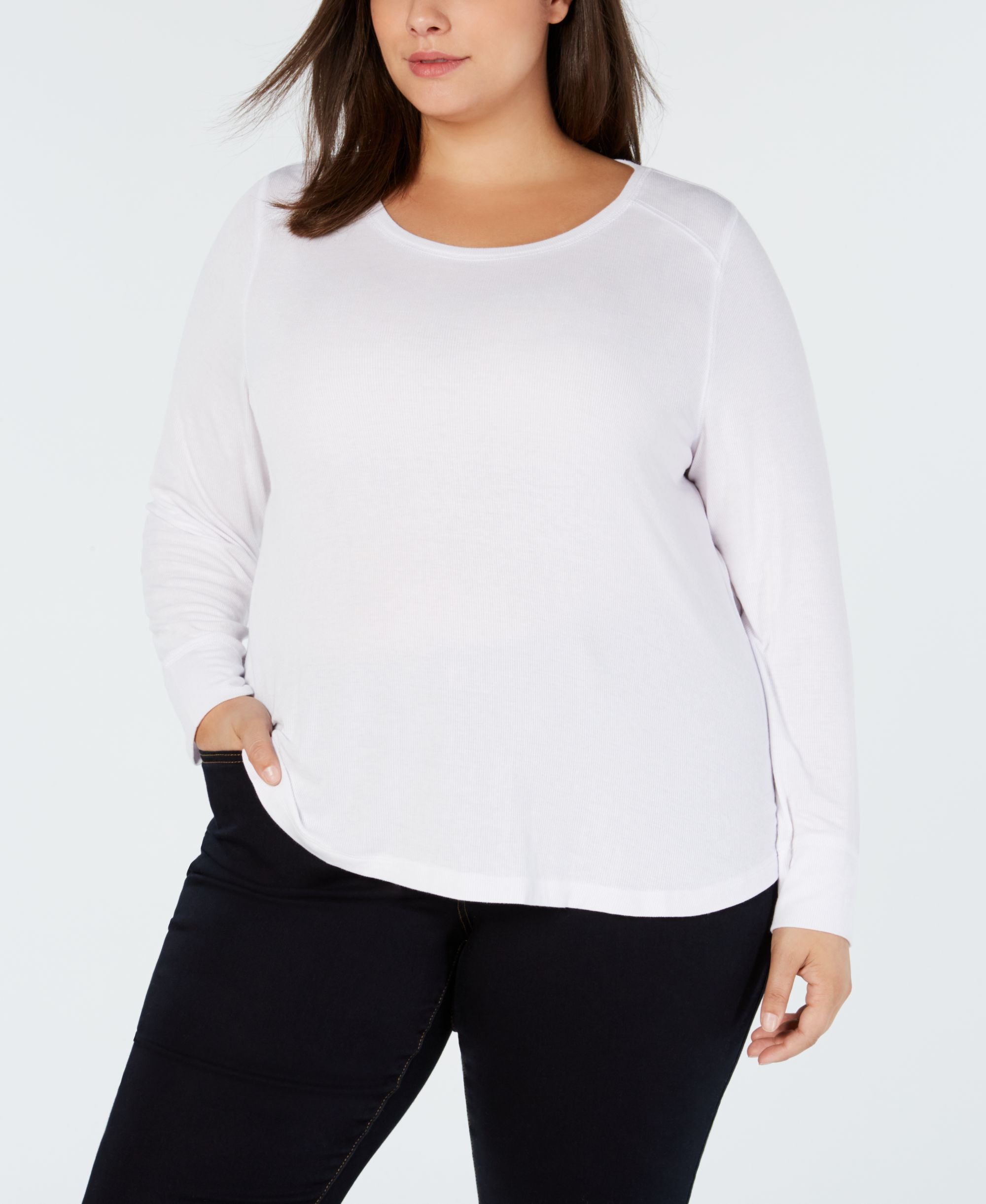 I.N.C. Plus Size Ribbed Shirttail Premium Top