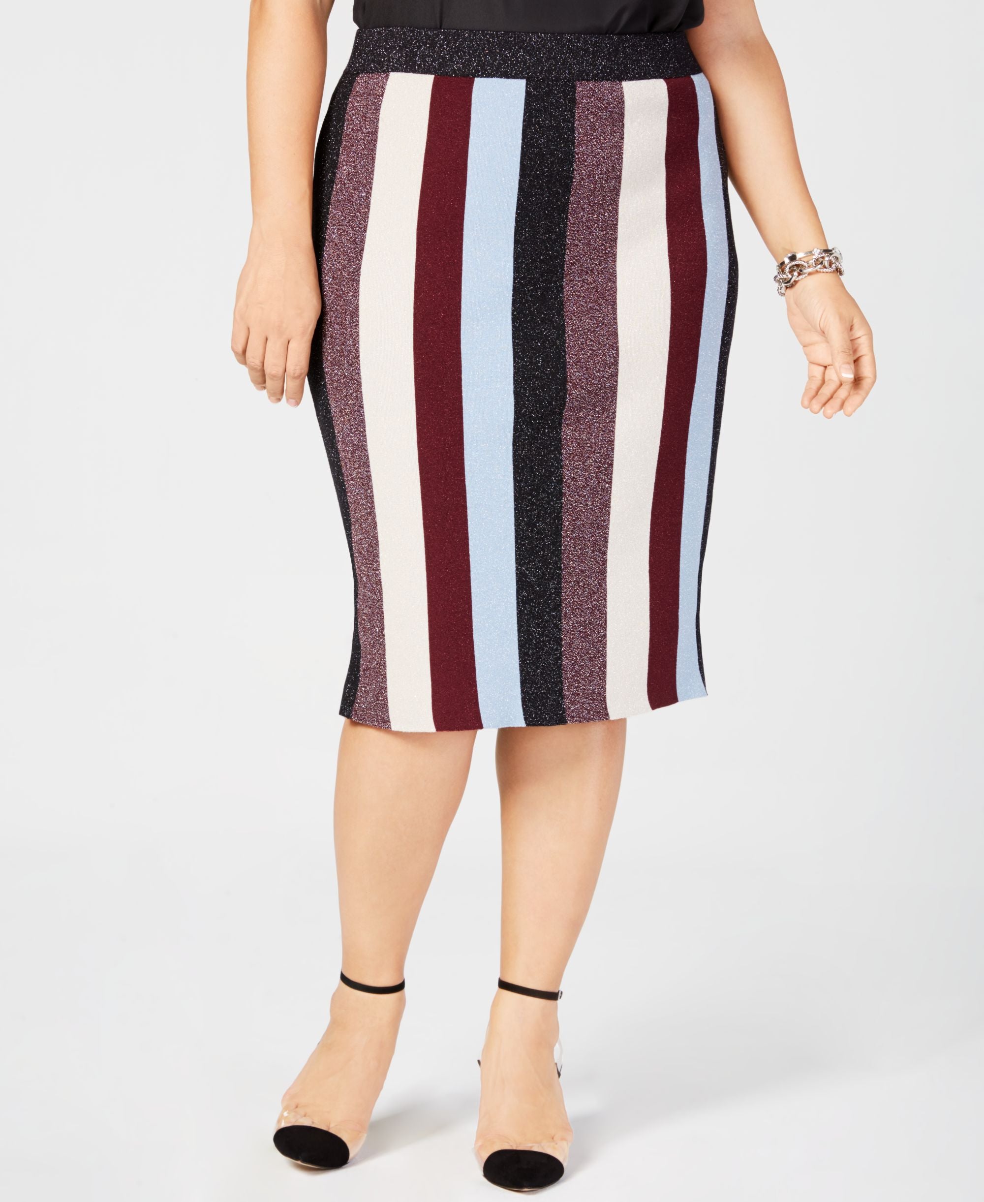 Plus Size Metallic Striped Modern Skirt
