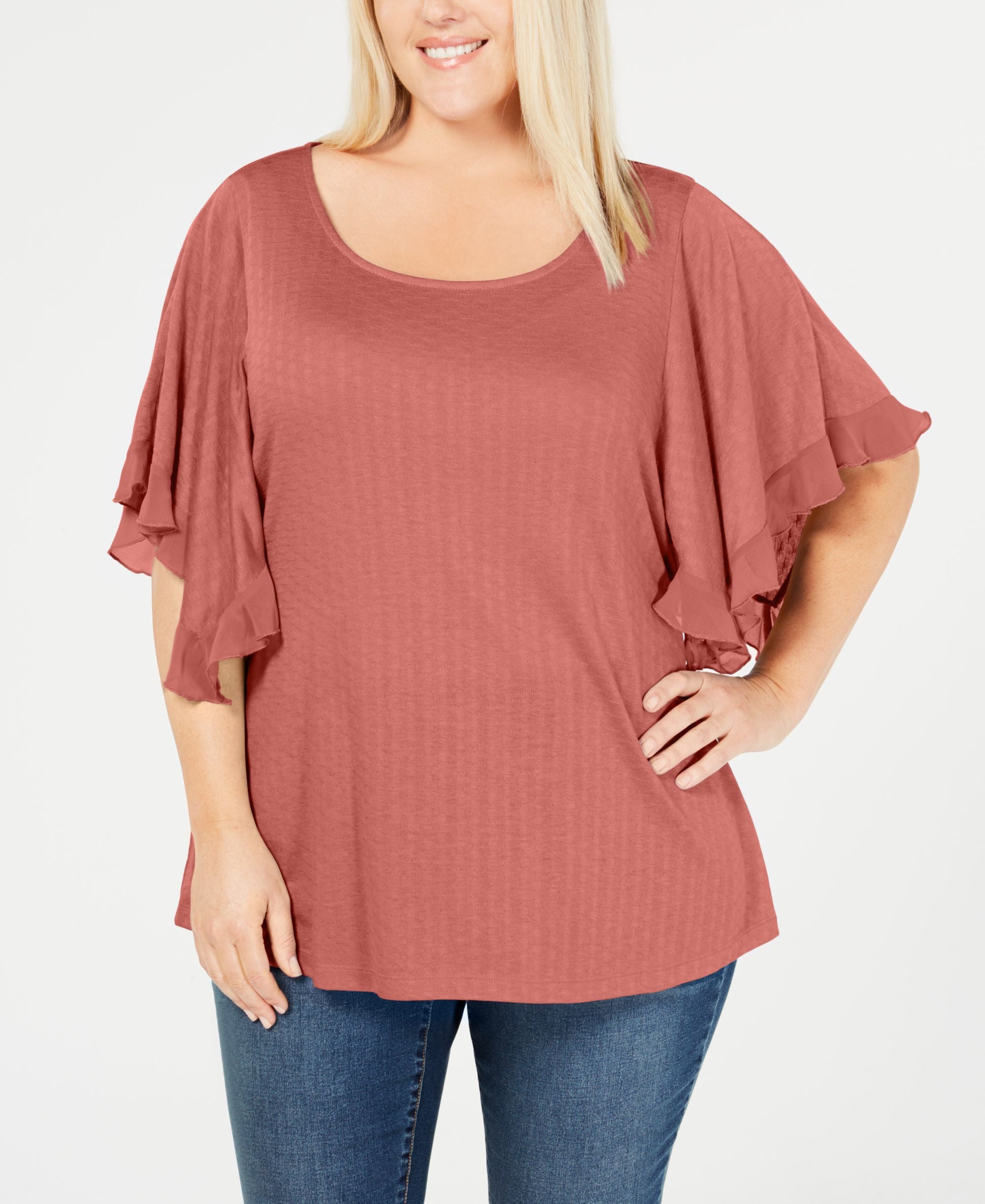 Plus Size Flutter-Sleeve Premium Top