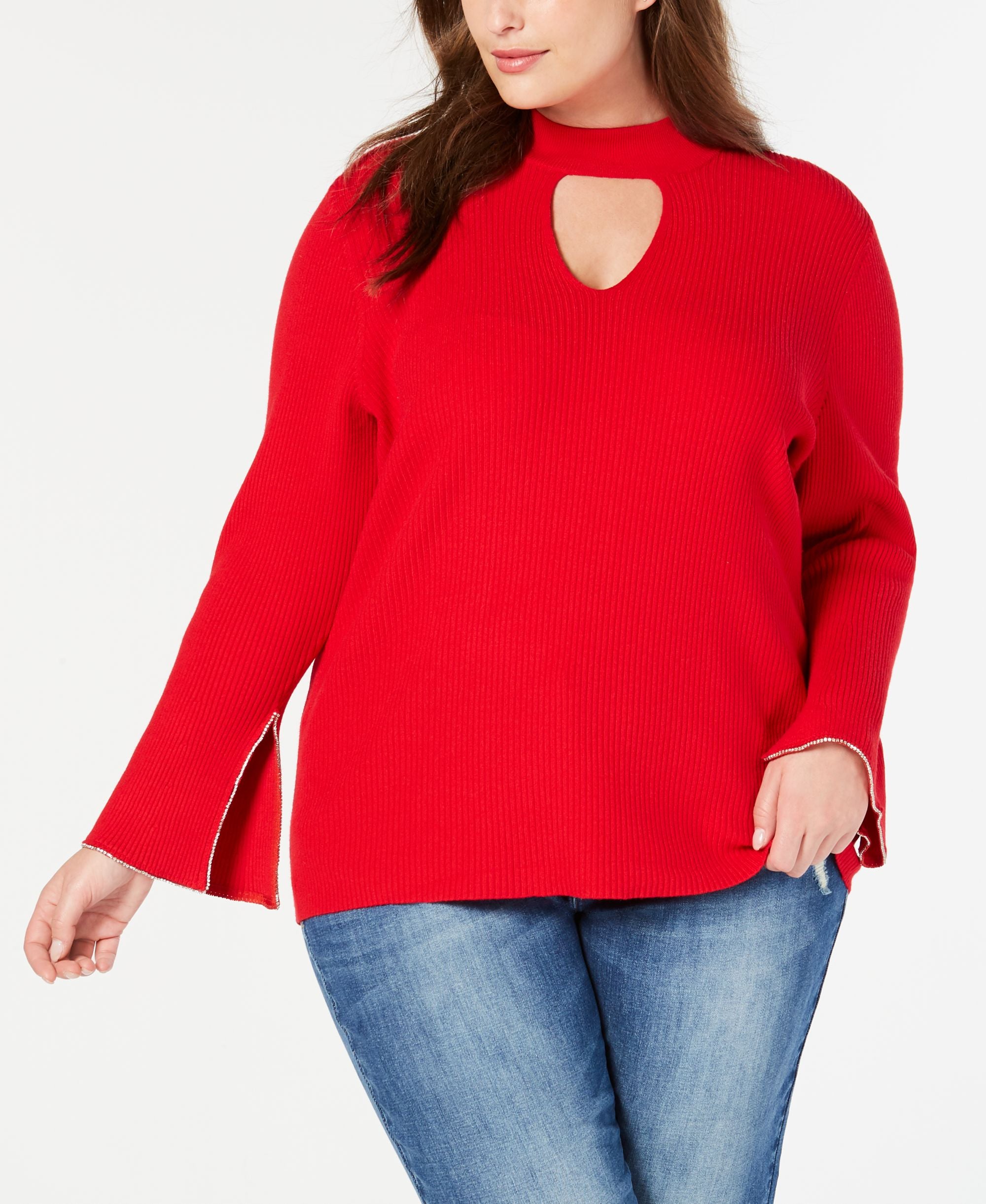 I.N.C. Plus Size Keyhole Rhinestone-Trim Premium Top