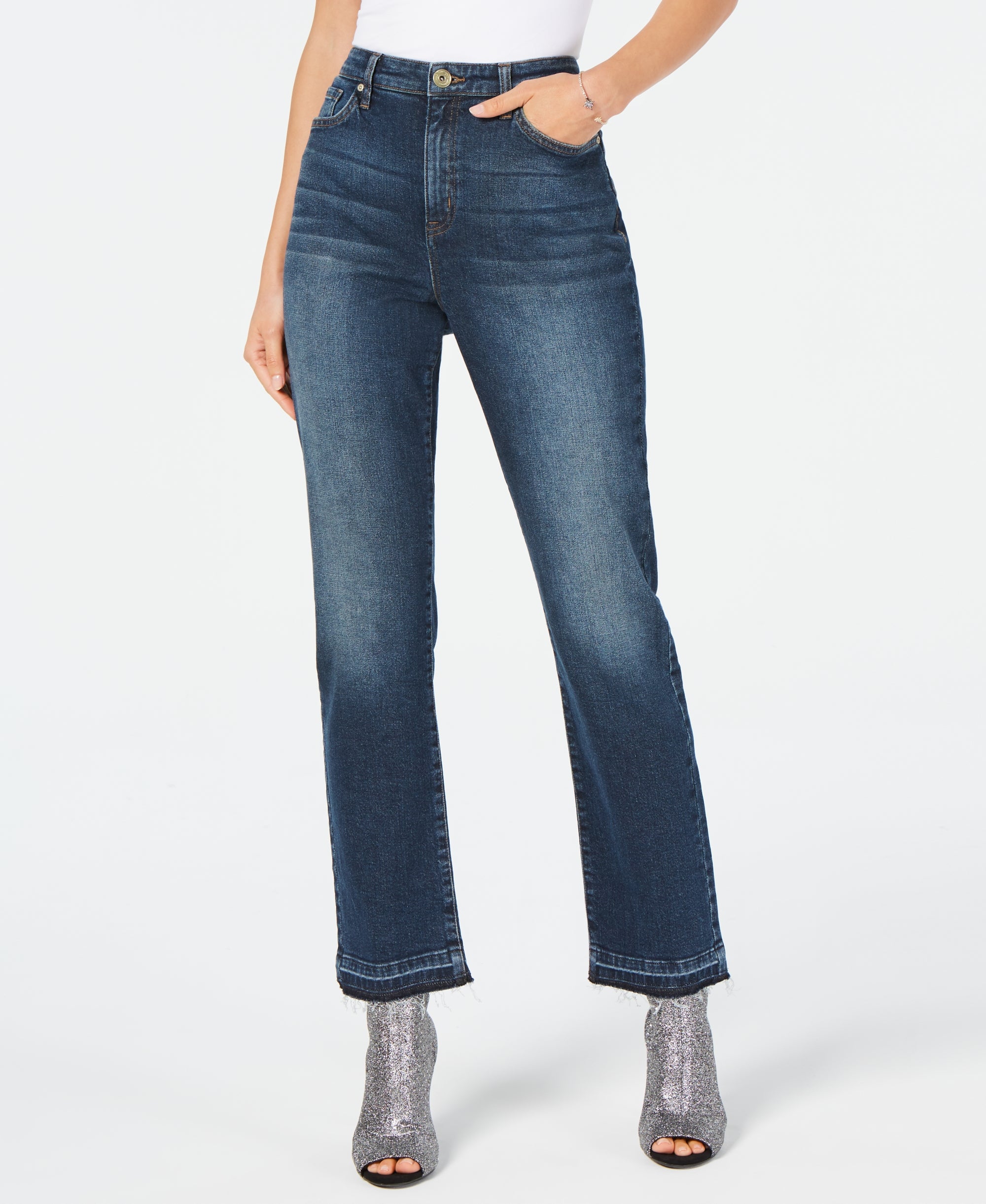 I.N.C. High-Waisted Straight-Leg Premium Jeans