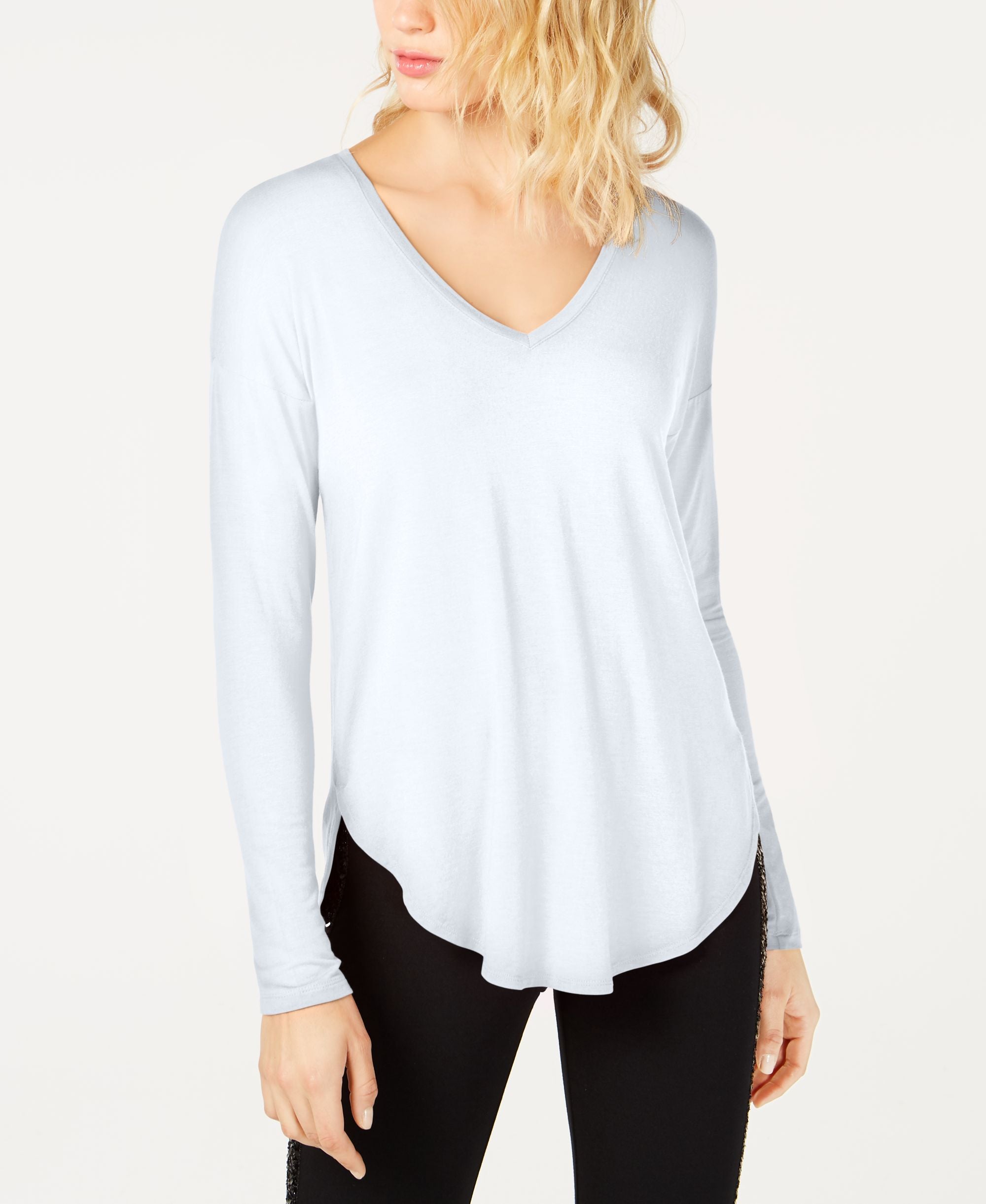I.N.C. Plus Size V-Neck Curved-Hem T-Modern Shirt