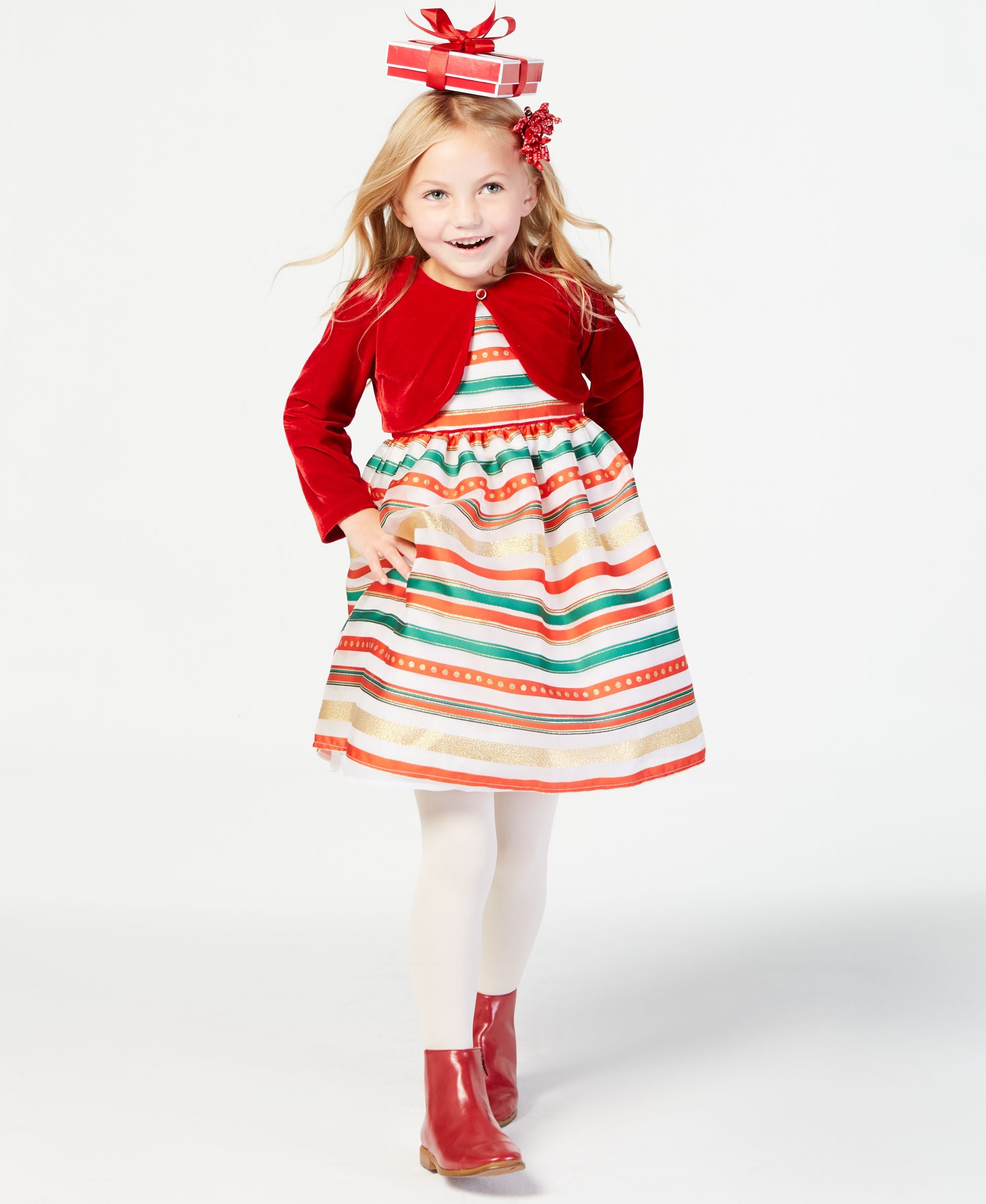 Blueberi Boulevard Toddler Girls 2 Pc. Shrug Striped Dress Set