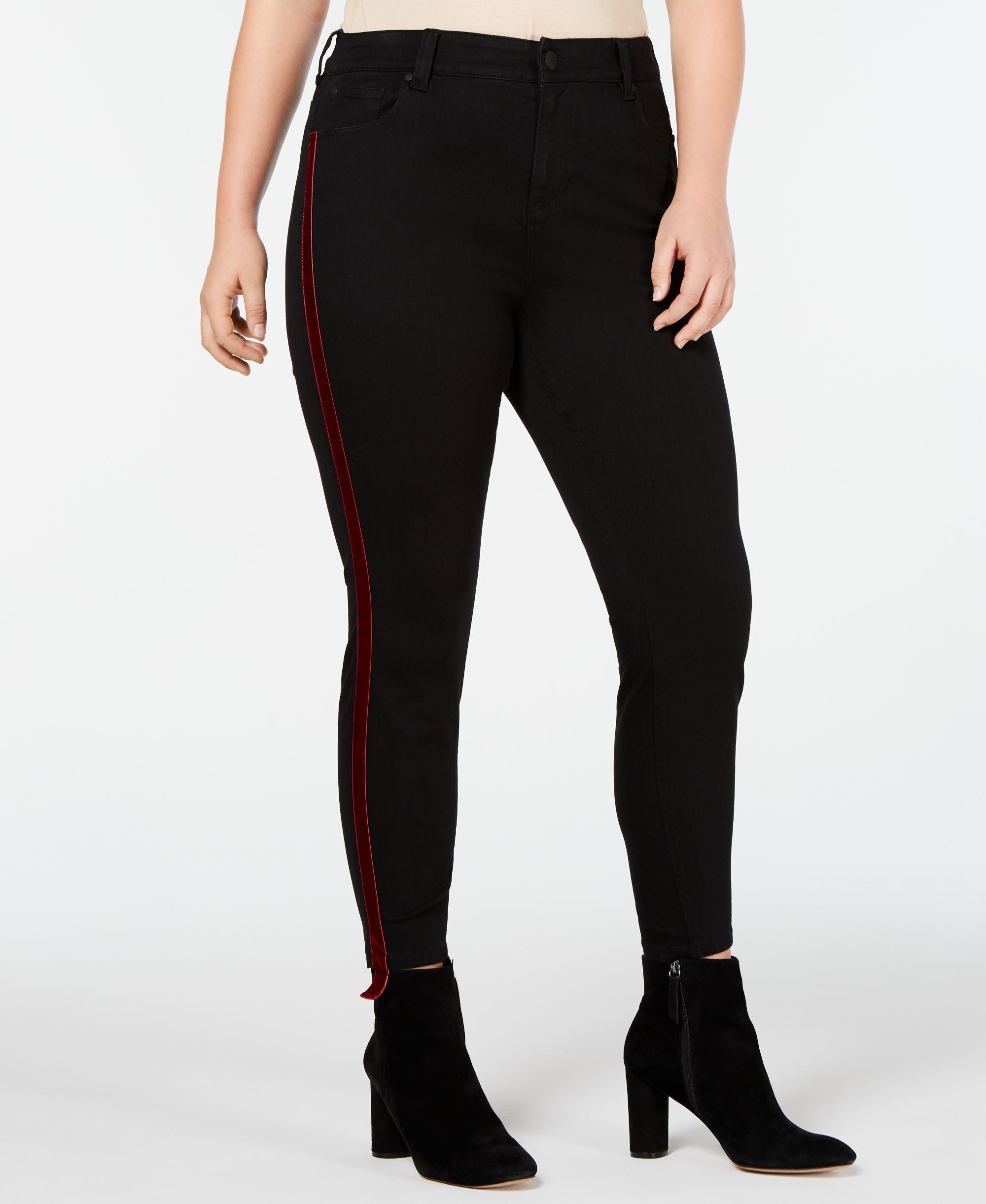 Celebrity Pink Modern Plus Size Velvet Varsity Stripe Skinny-Fit Premium Jeans