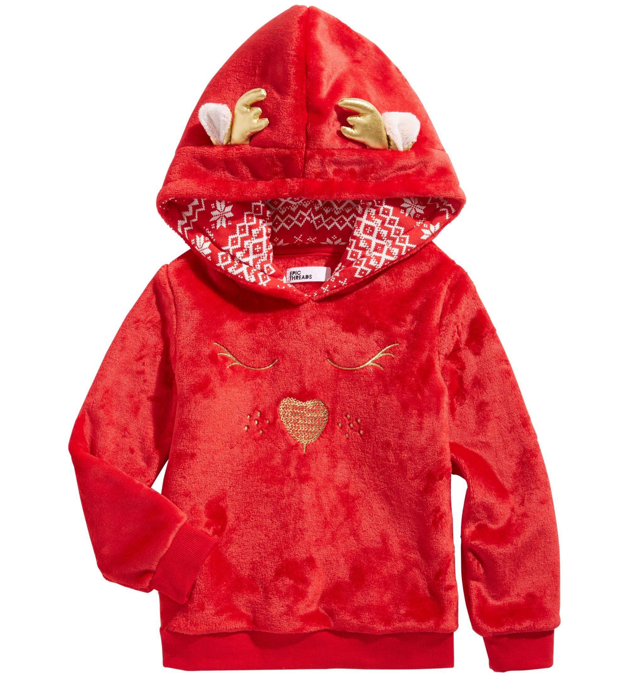 Epic Threads Toddler Girls Plush Reindeer Hoodie