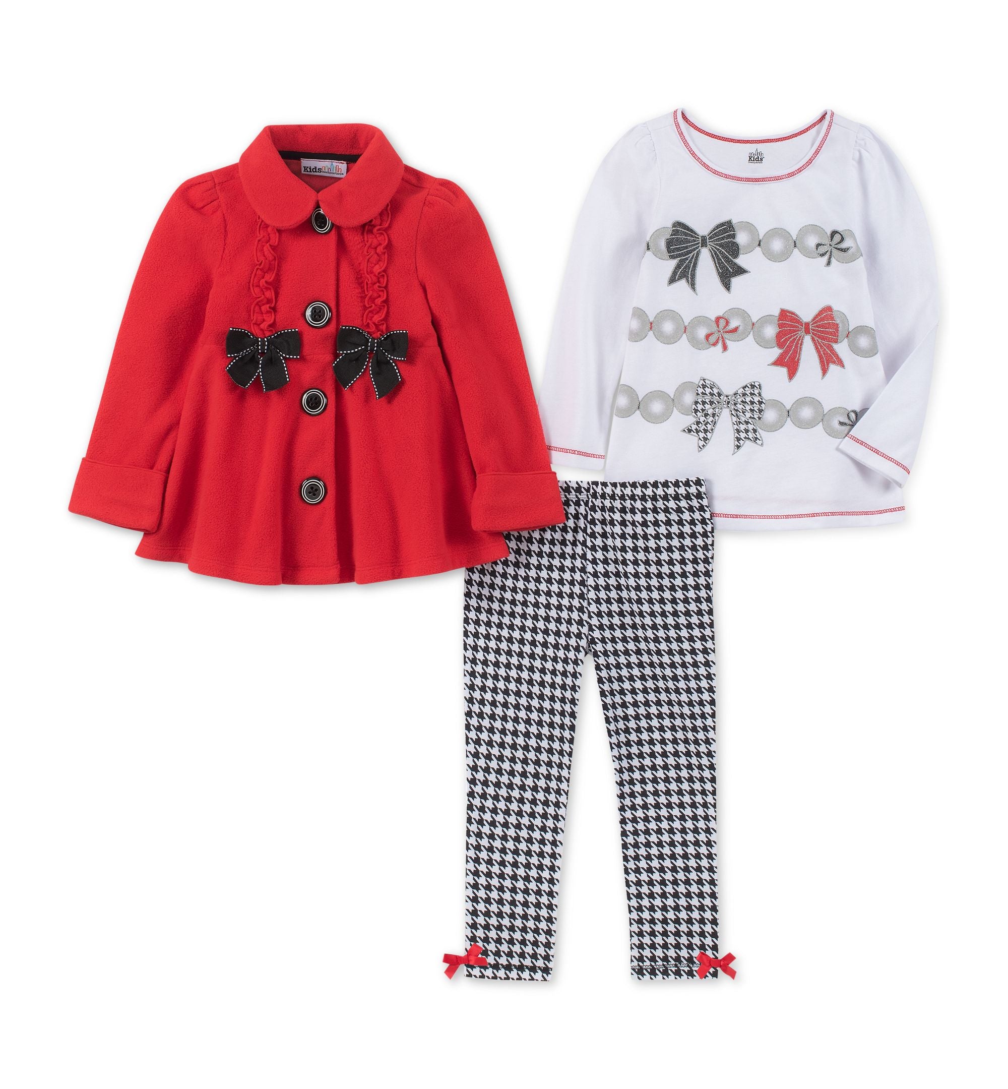 Kids Headquarters Baby Girls 3 Pc. Fleece Jacket T-Modern Shirt Leggings Set