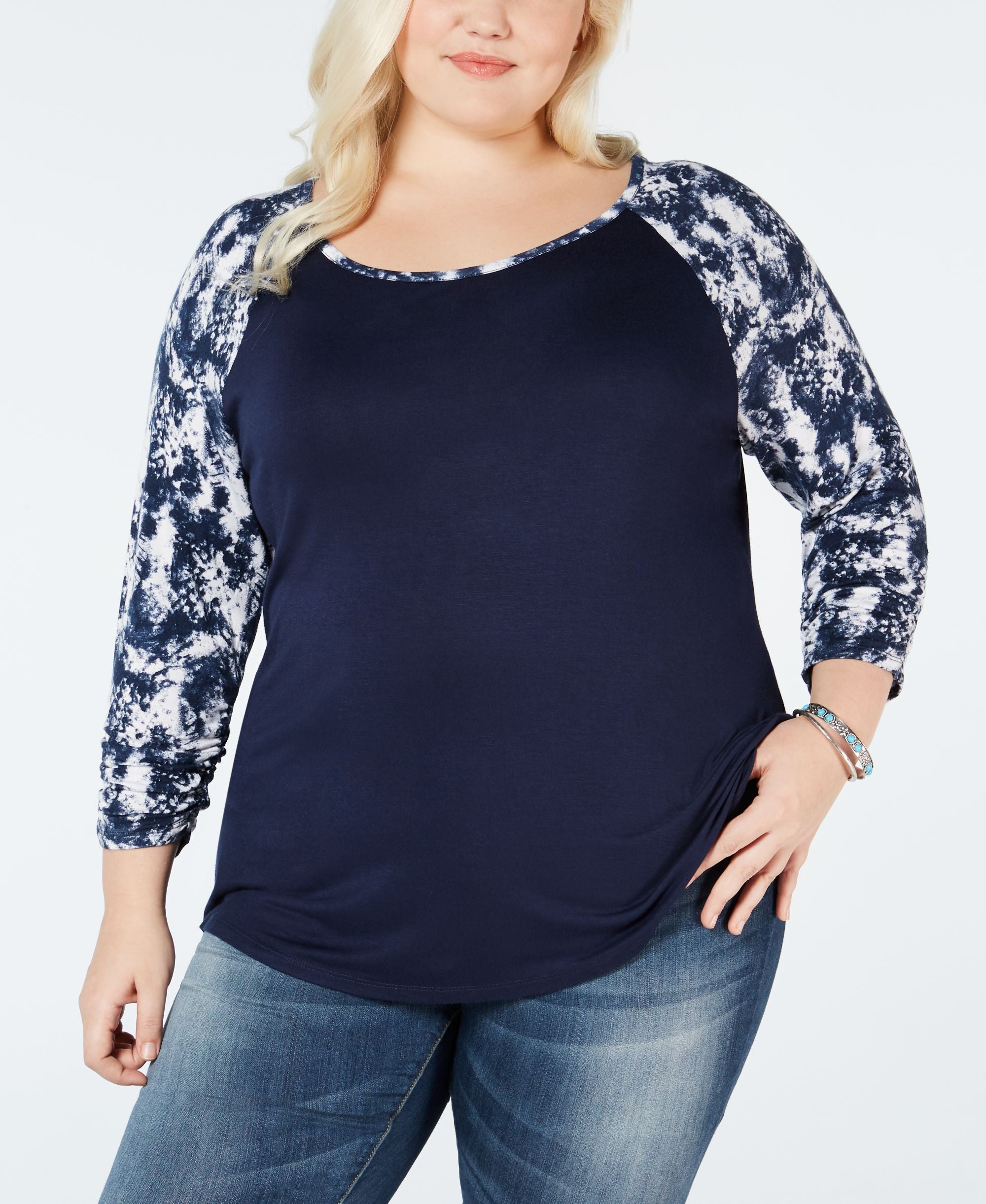 Style & Co Plus Size Printed Raglan Sleeve T-Modern Shirt