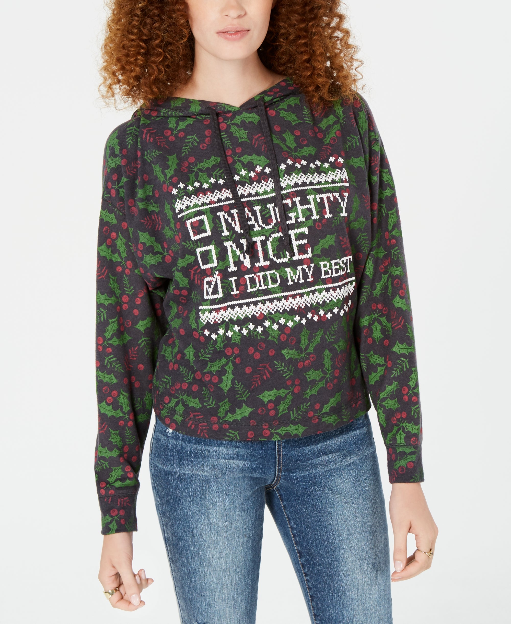 Juniors' Naughty Or Nice Hoodie