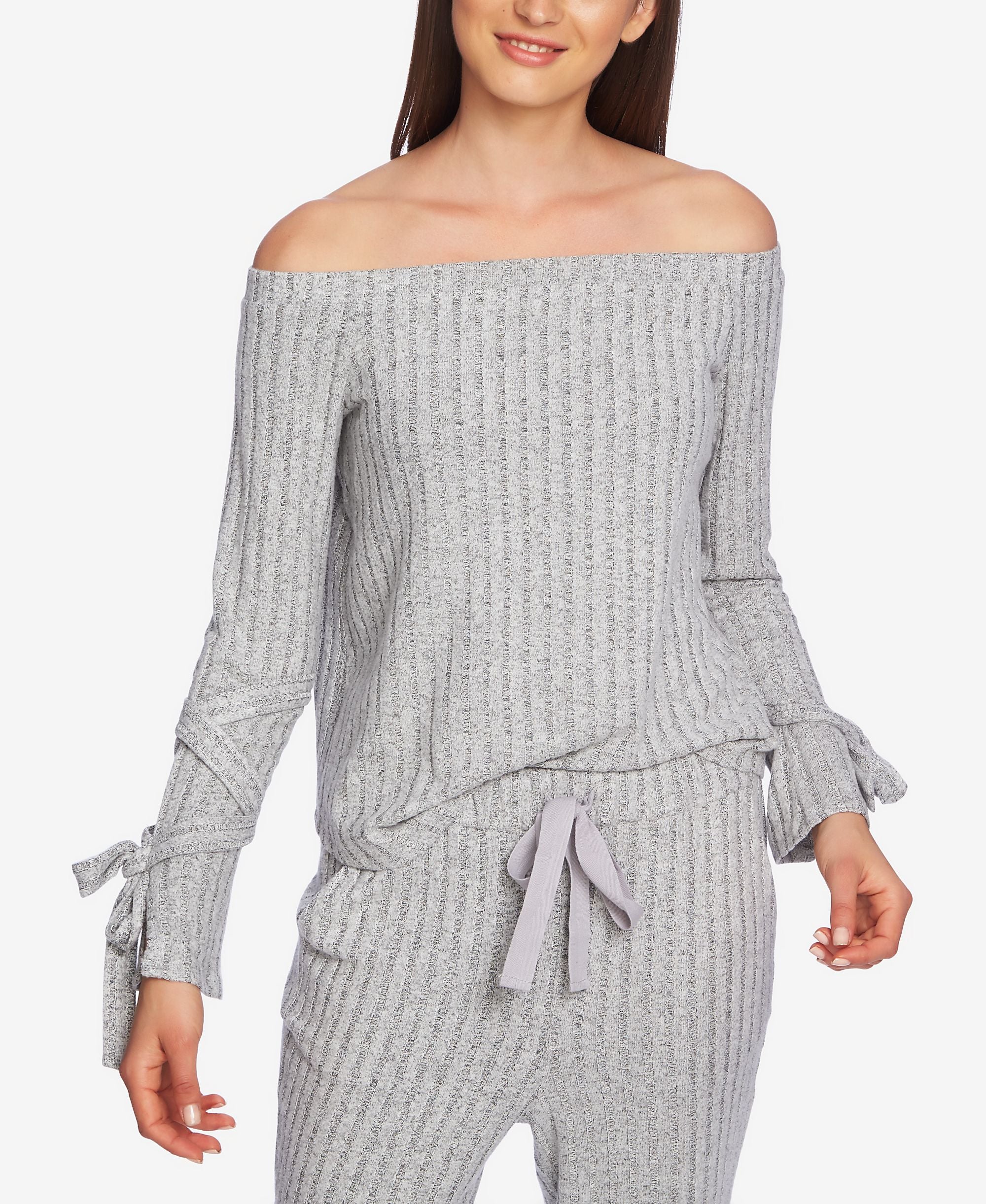 1.State Cozy Off The Shoulder Tie Sleeve Premium Top