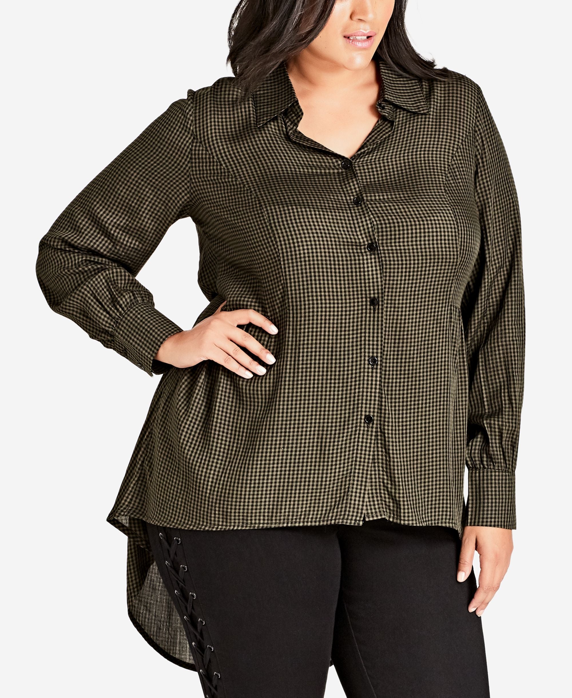 Plus Size Autumn Spell Button-Up Premium Top