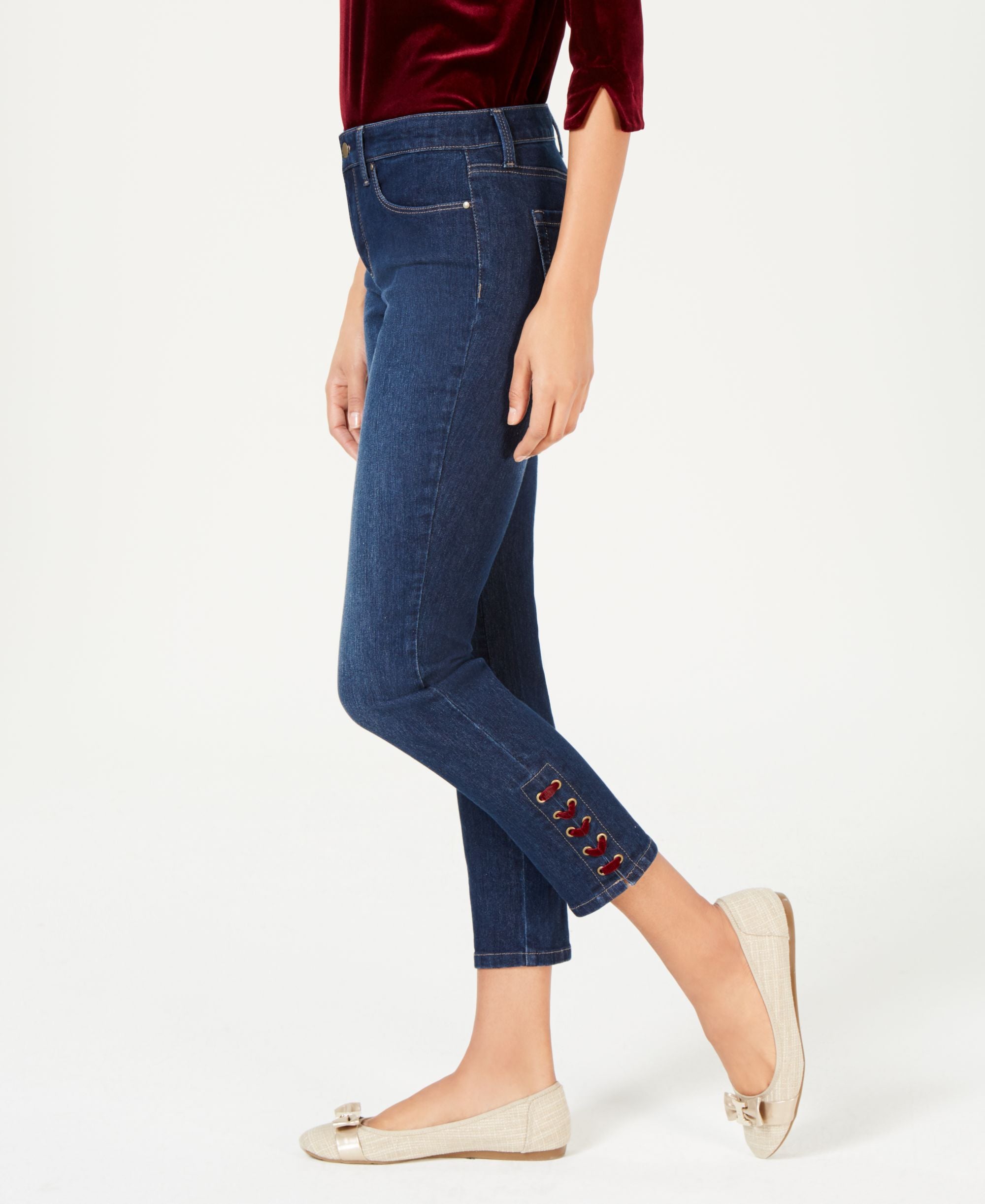 Charter Club Lace Up Hem Premium Jeans