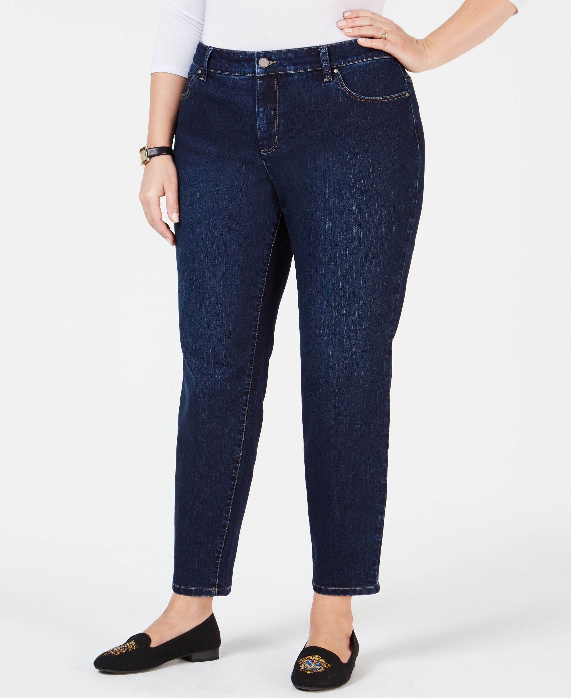 Charter Club Plus Size Straight-Cut Ankle Premium Jeans Atlantic Wash 18W