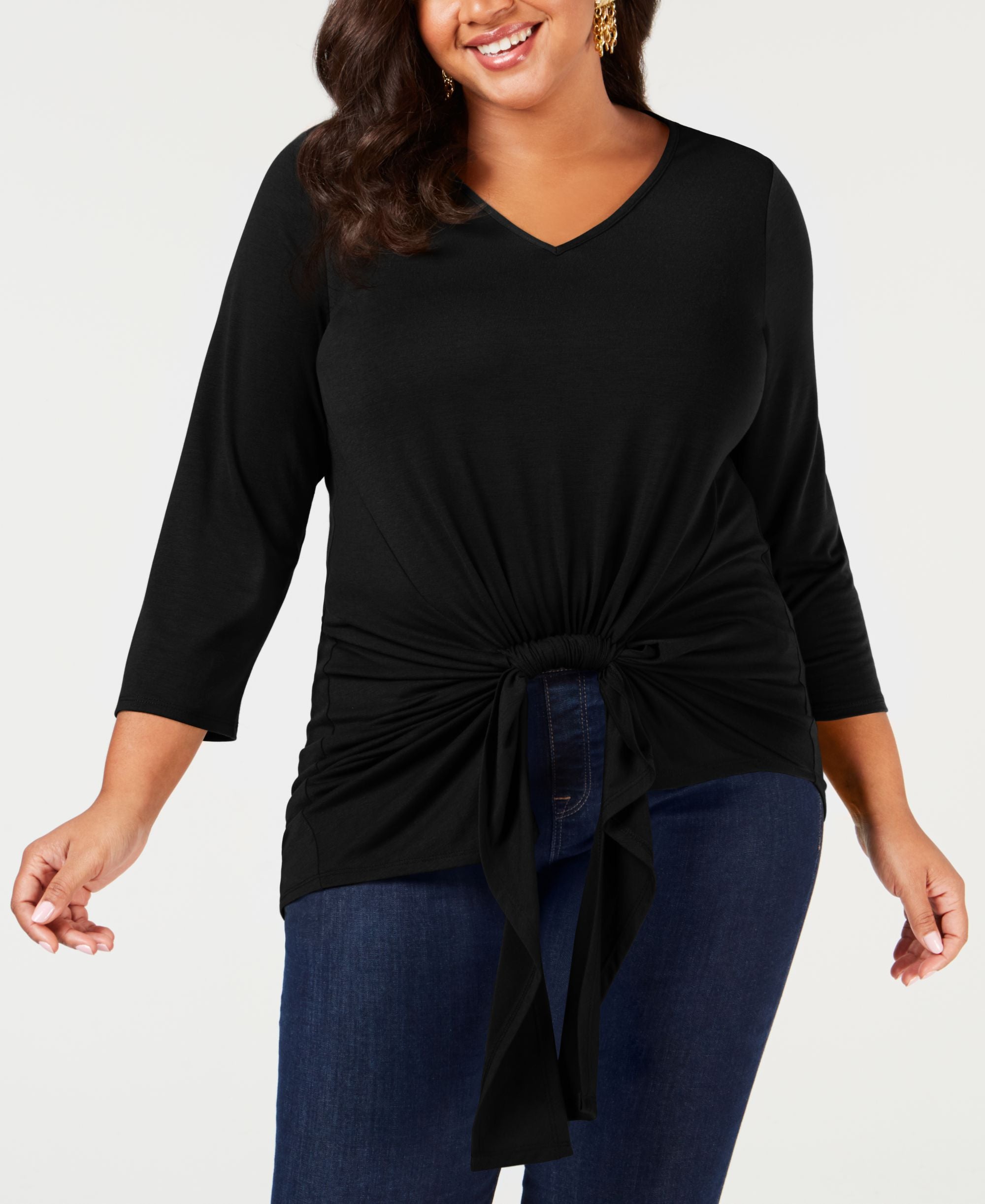 Plus Size Gathered-Front Premium Top