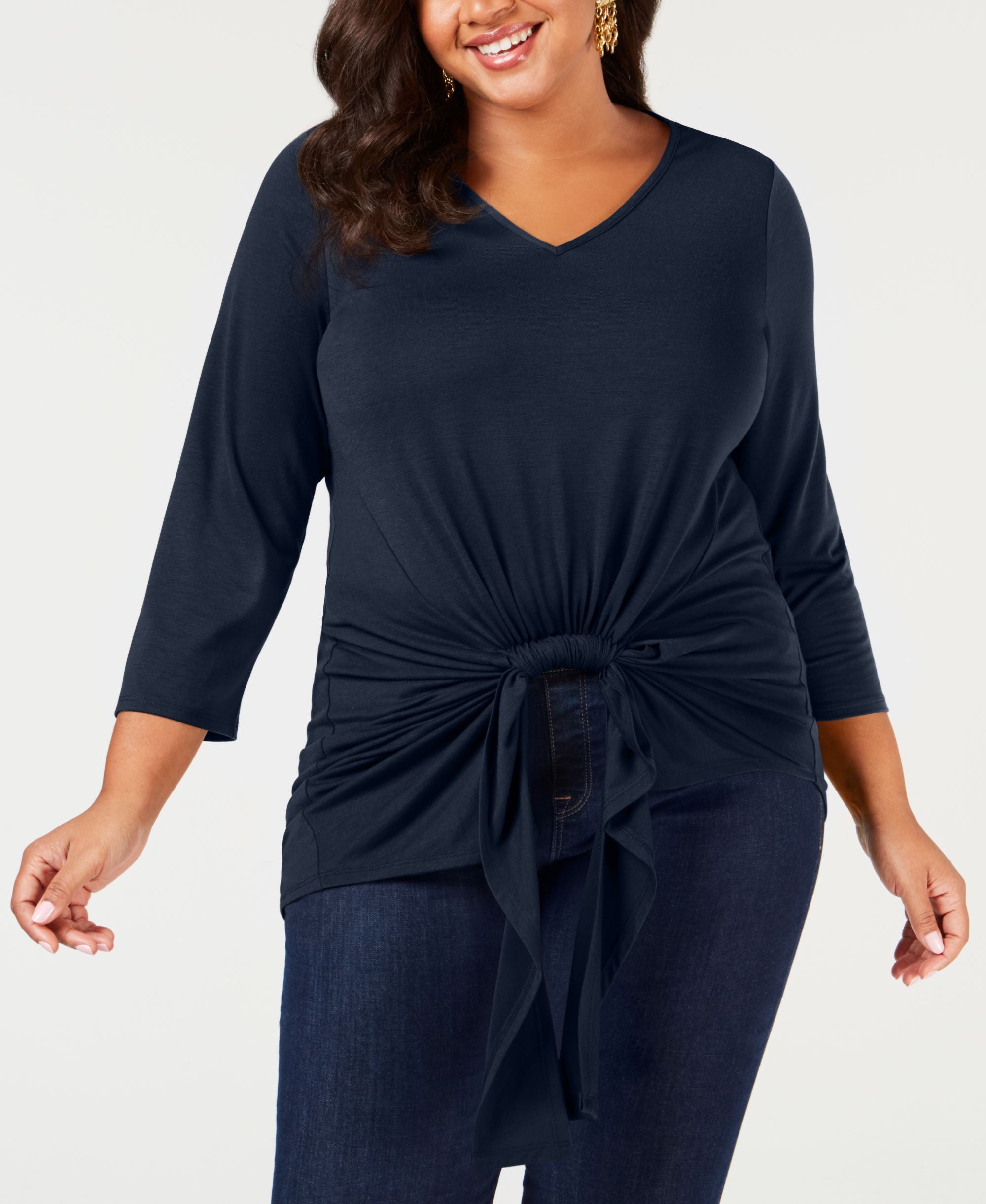 Plus Size Gathered-Front Premium Top