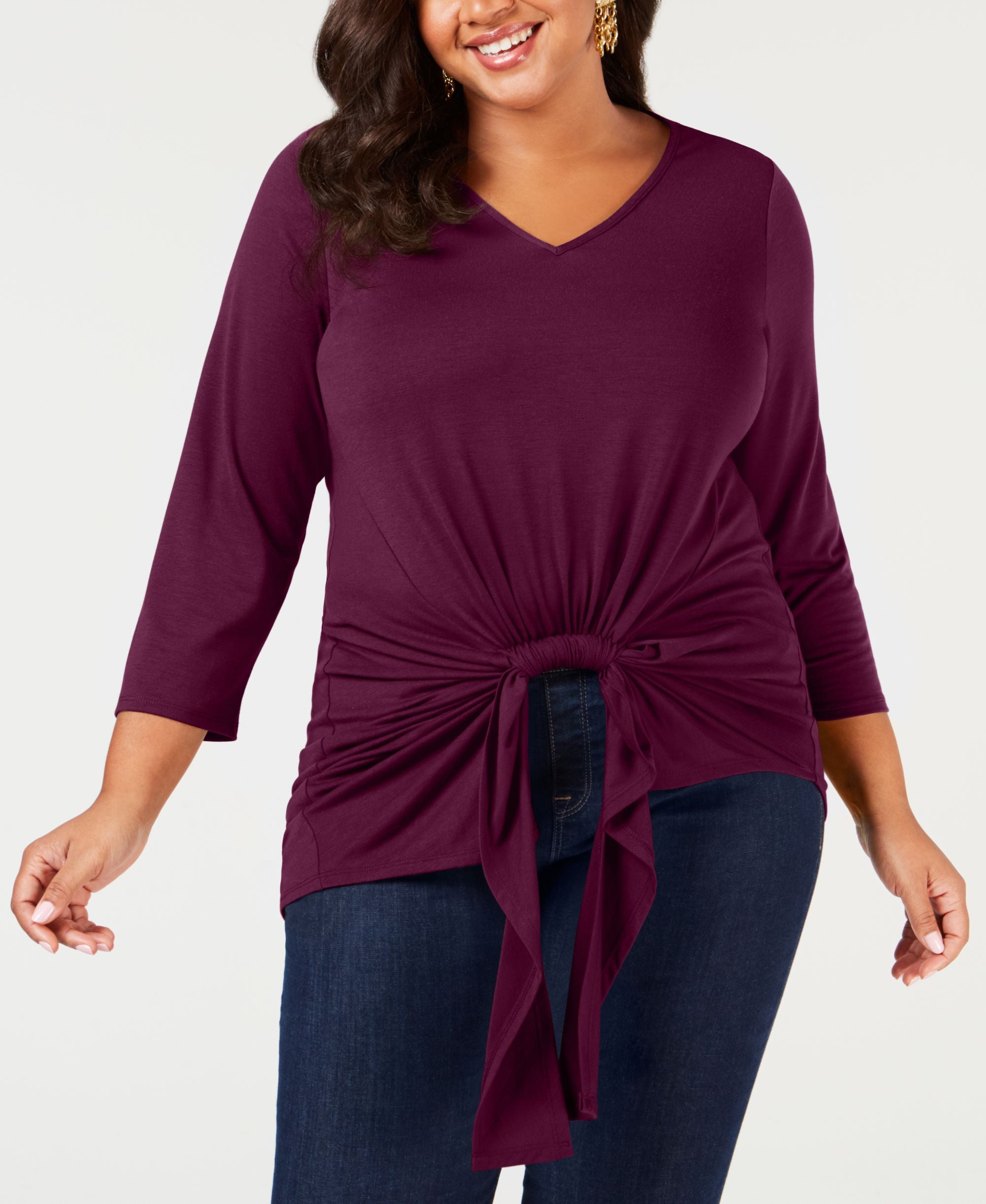 Plus Size Gathered-Front Premium Top