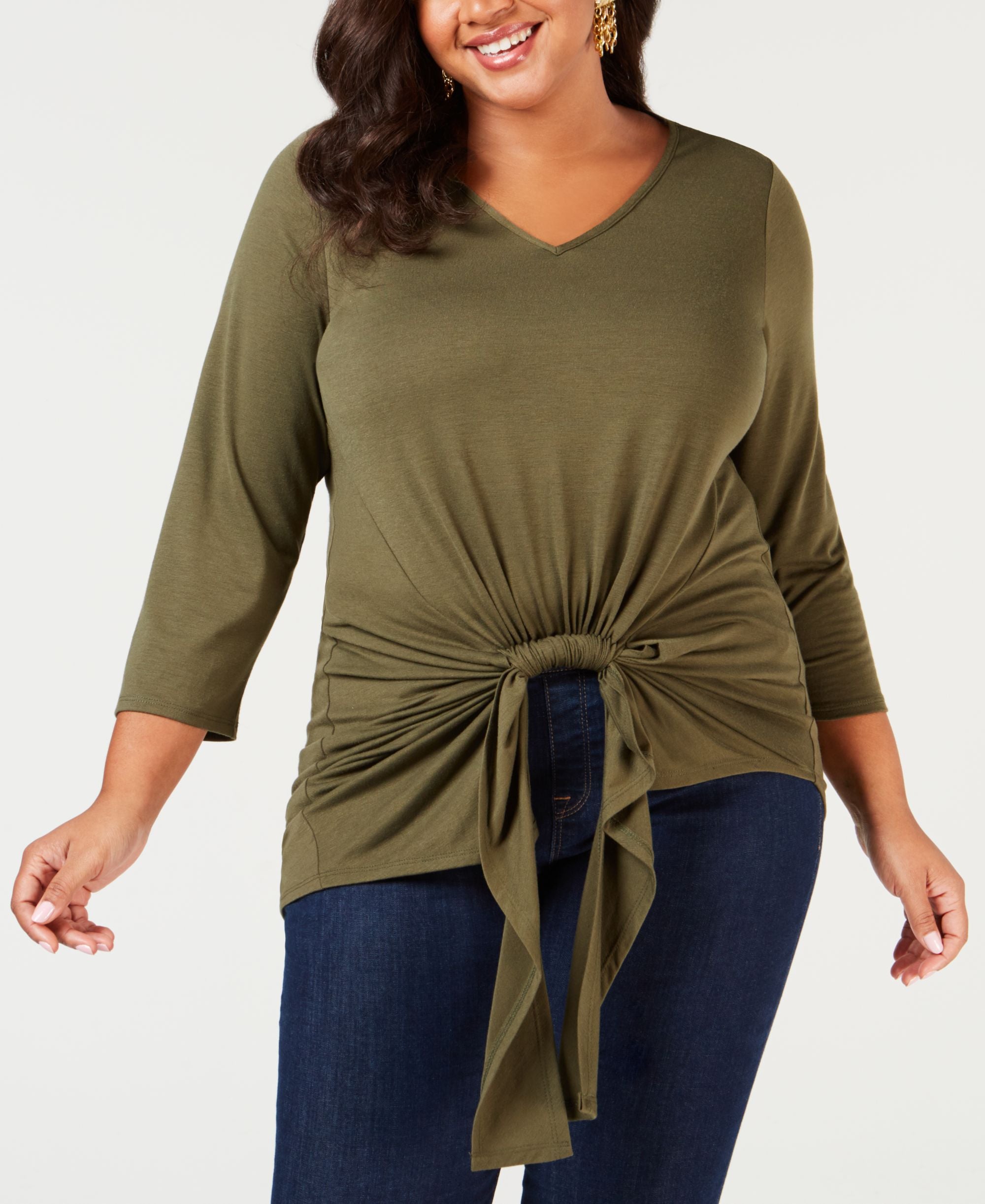 Plus Size Gathered-Front Premium Top