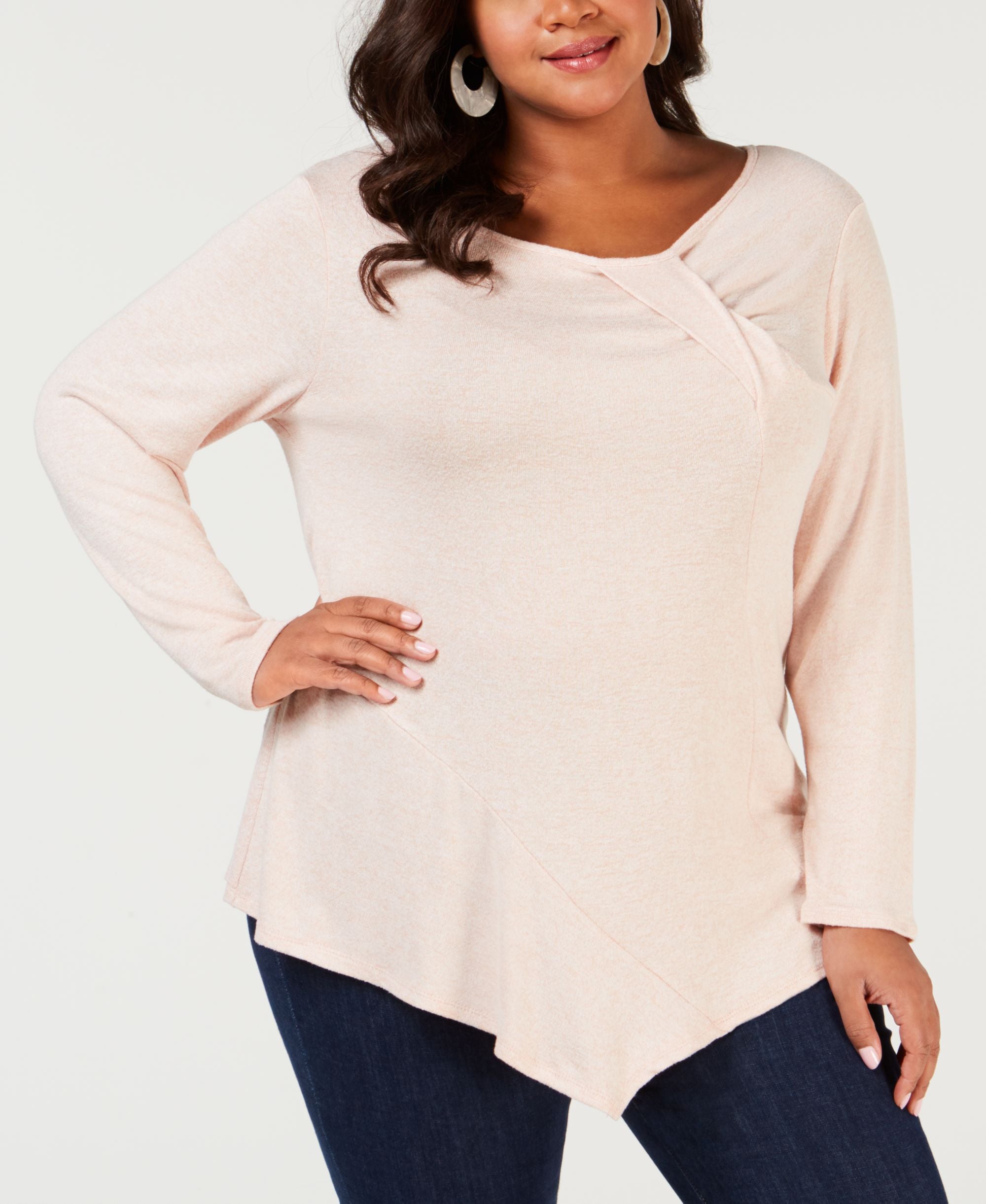 NY Collection Plus Size Twist Front Asymmetrical Premium Top