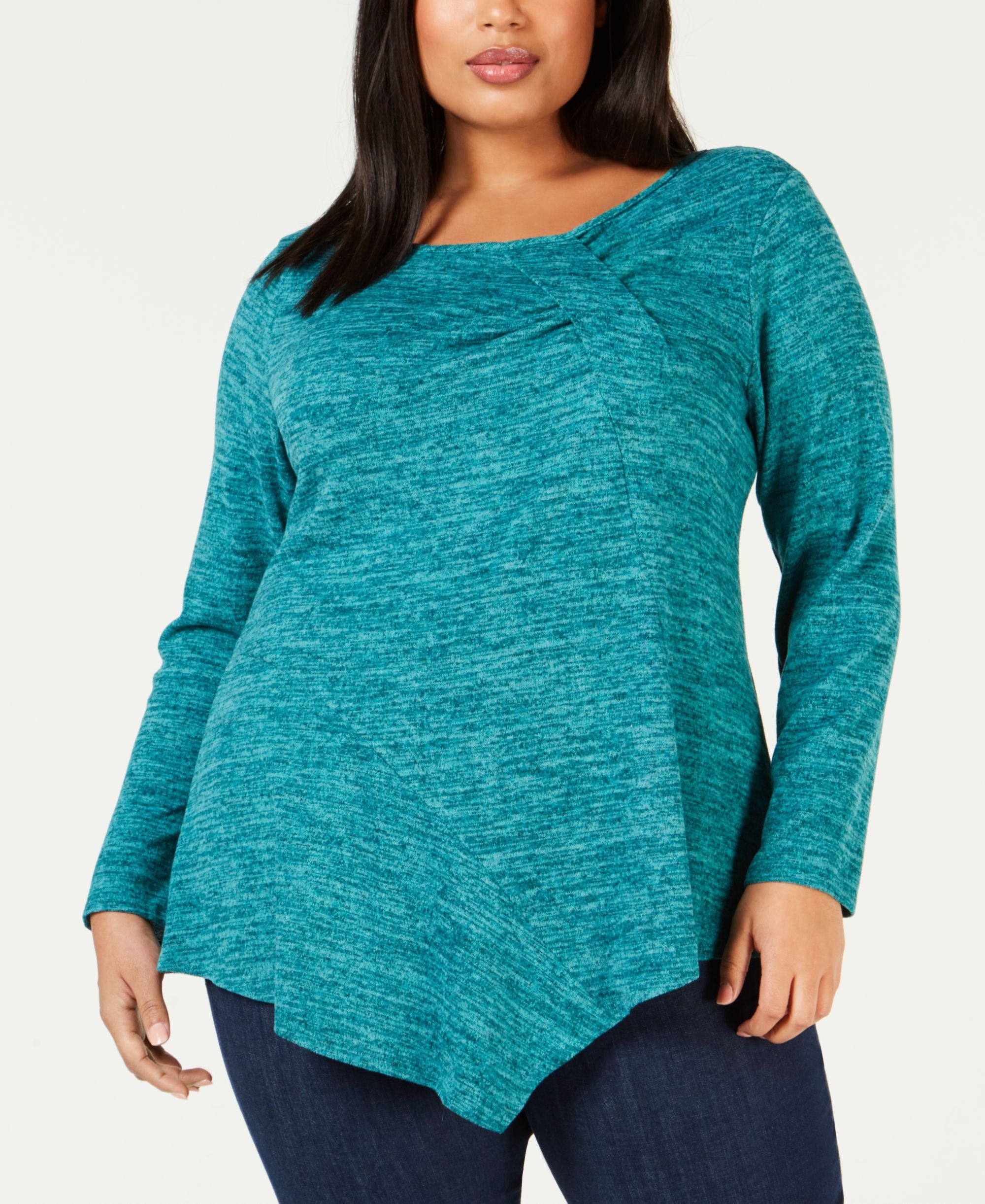 NY Collection Plus Size Twist Front Asymmetrical Premium Top