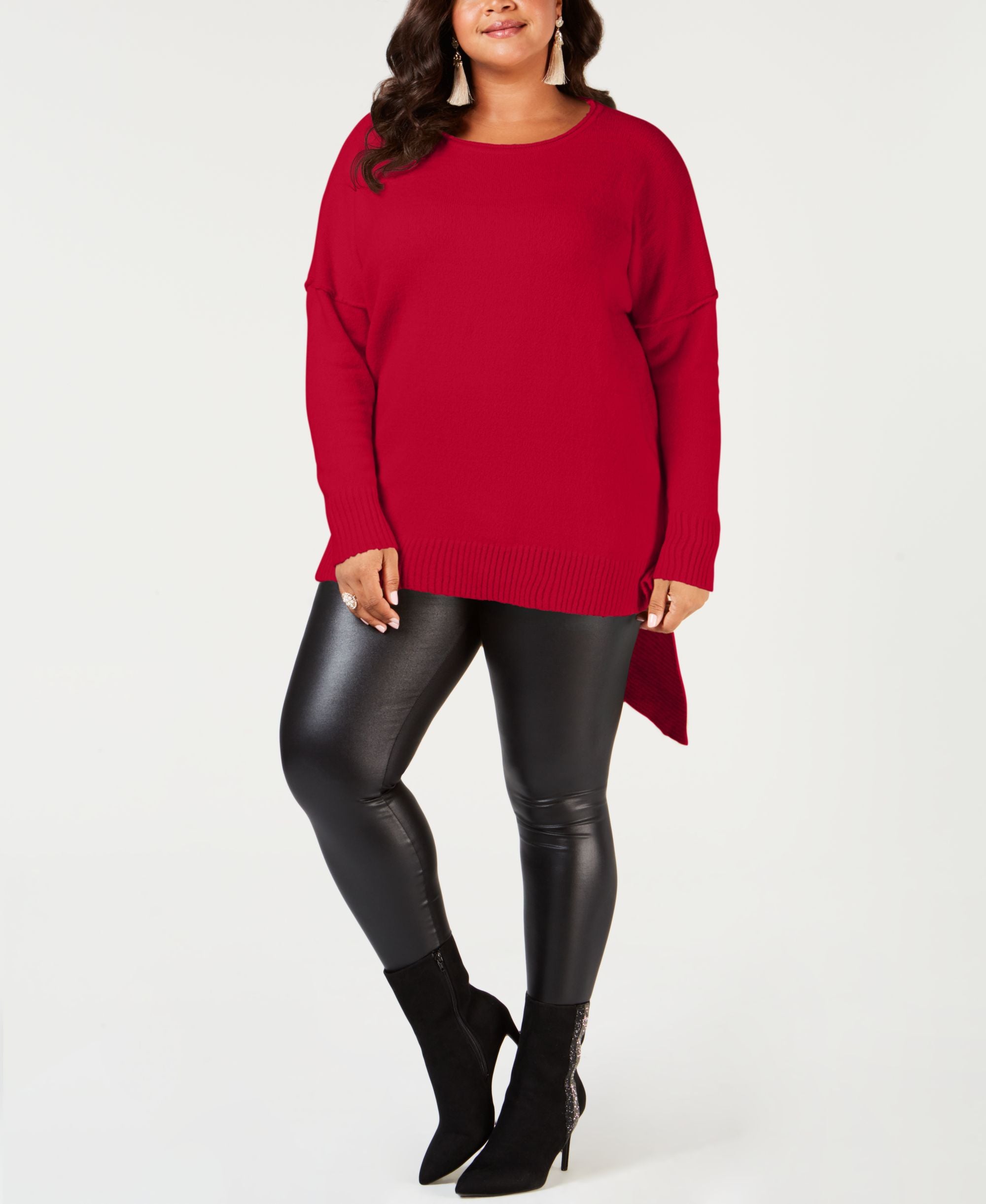 Plus Size Asymmetrical-Hem Sweater