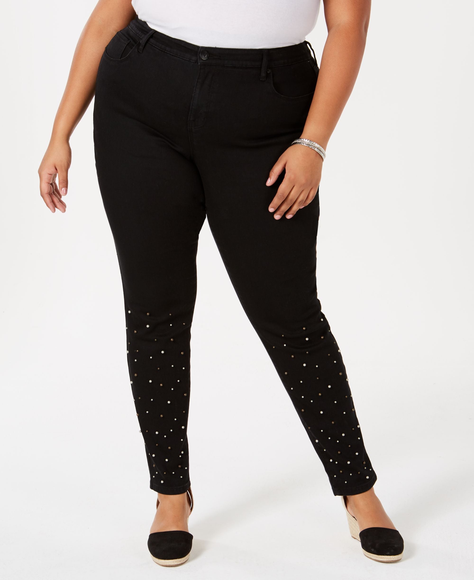 Style & Co Plus Size Cotton Embellished Skinny-Fit Premium Jeans