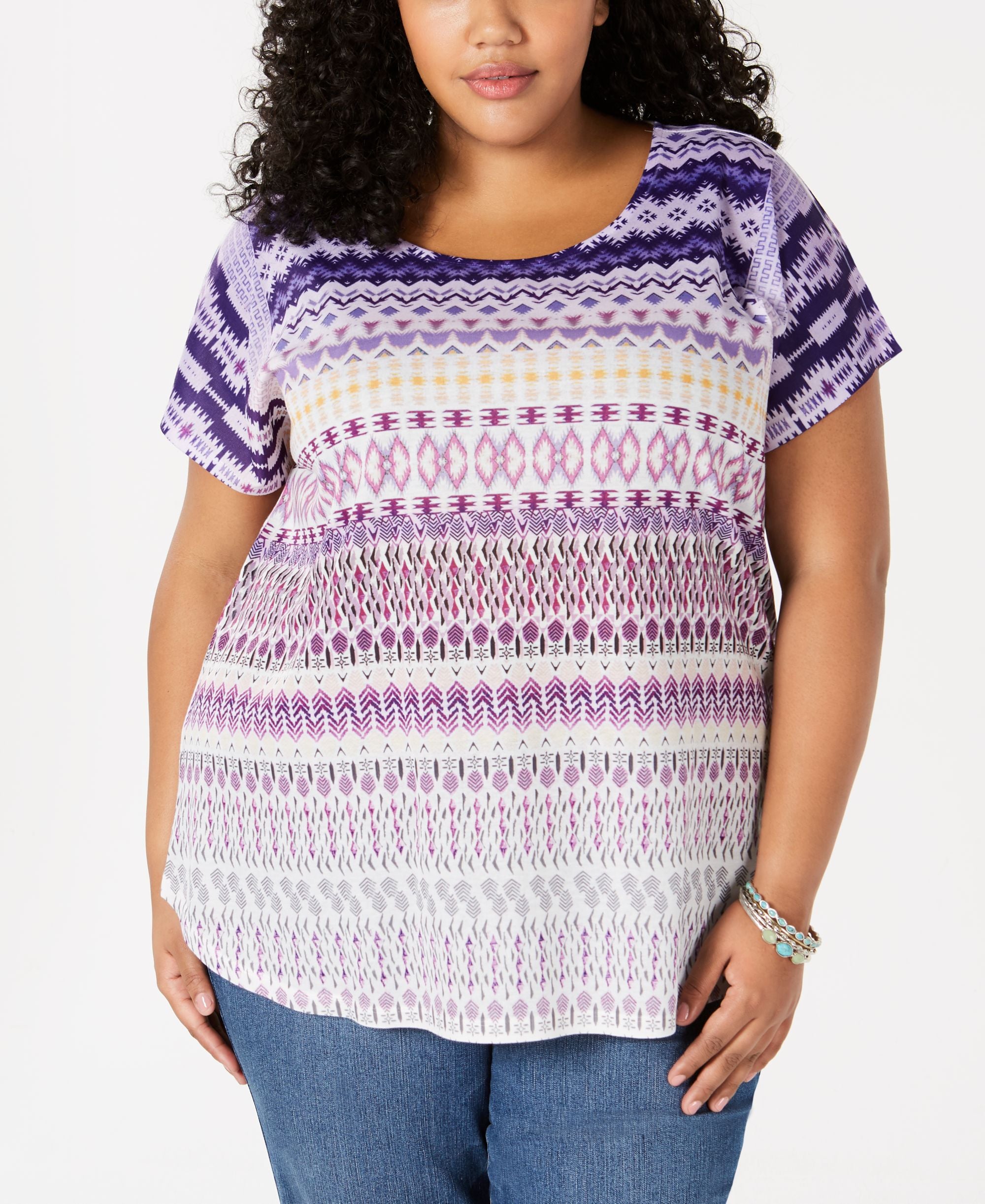 Plus Size Geo-Print Premium Top