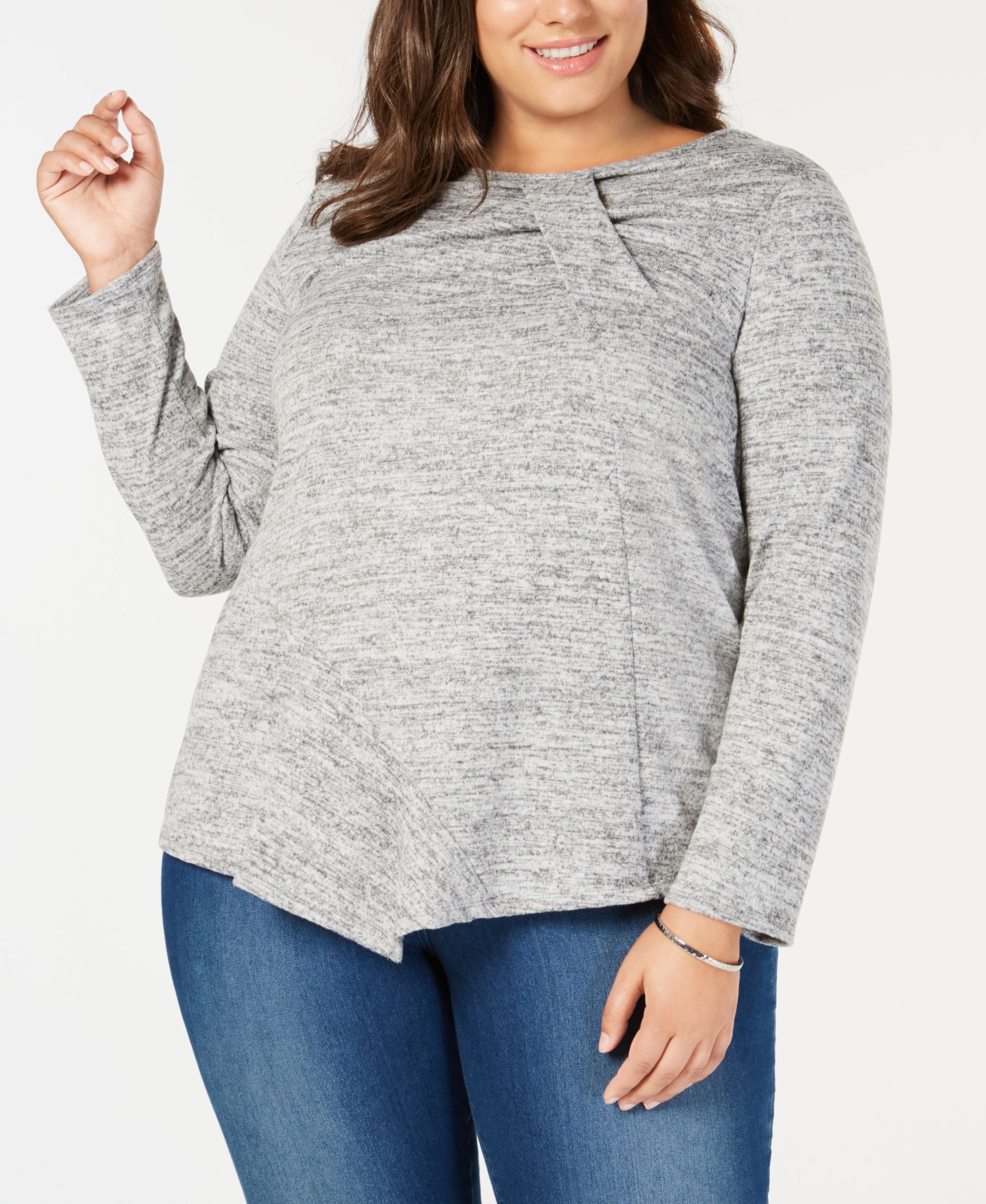 NY Collection Plus Size Twist Front Asymmetrical Premium Top