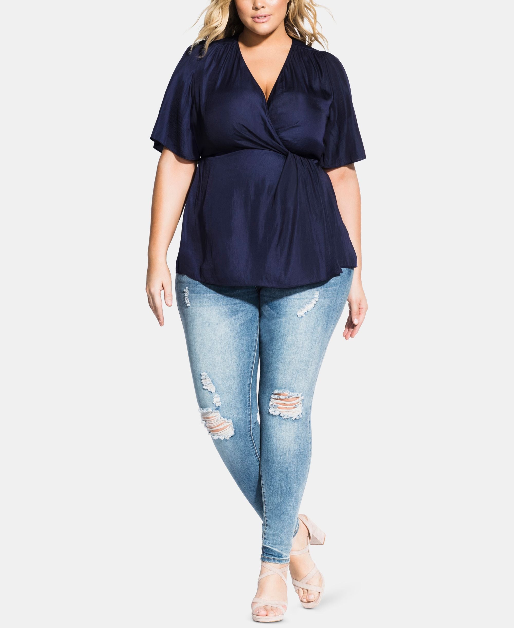 City Chic Modern Plus Size Twist Front Premium Top