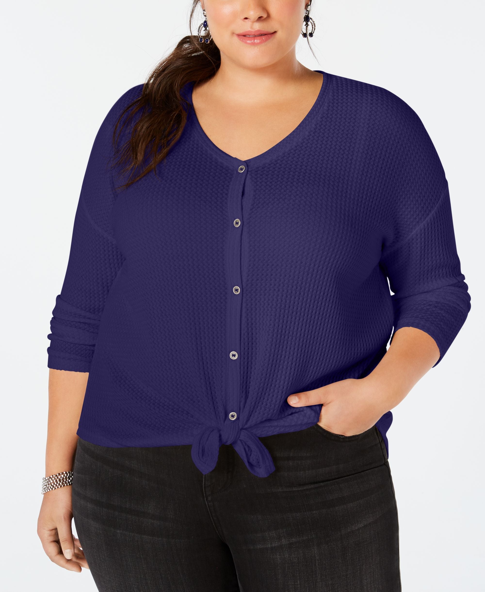 Plus Size V-Neck Thermal Premium Top