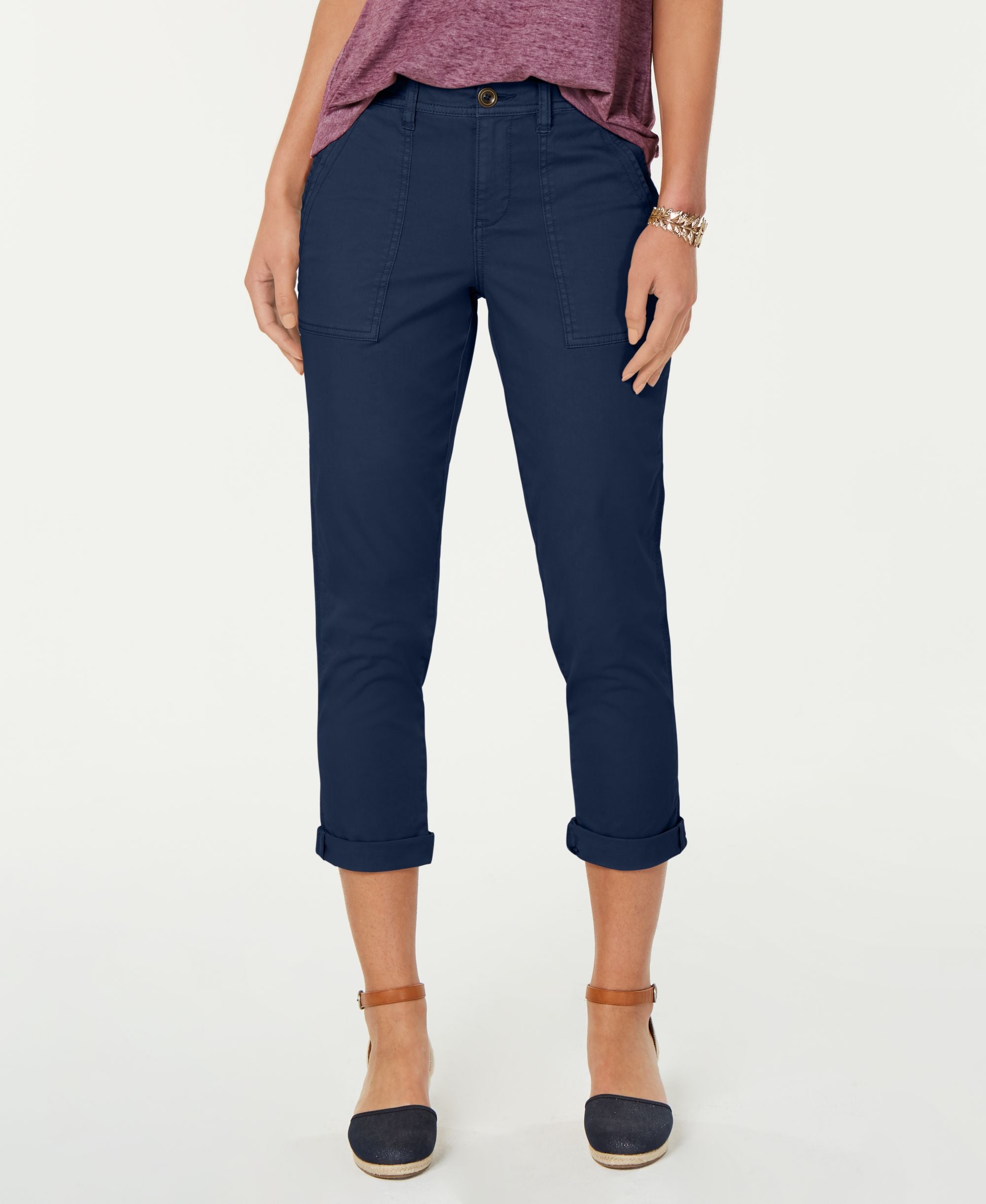 Cuffed Capri-Length Signature Pants
