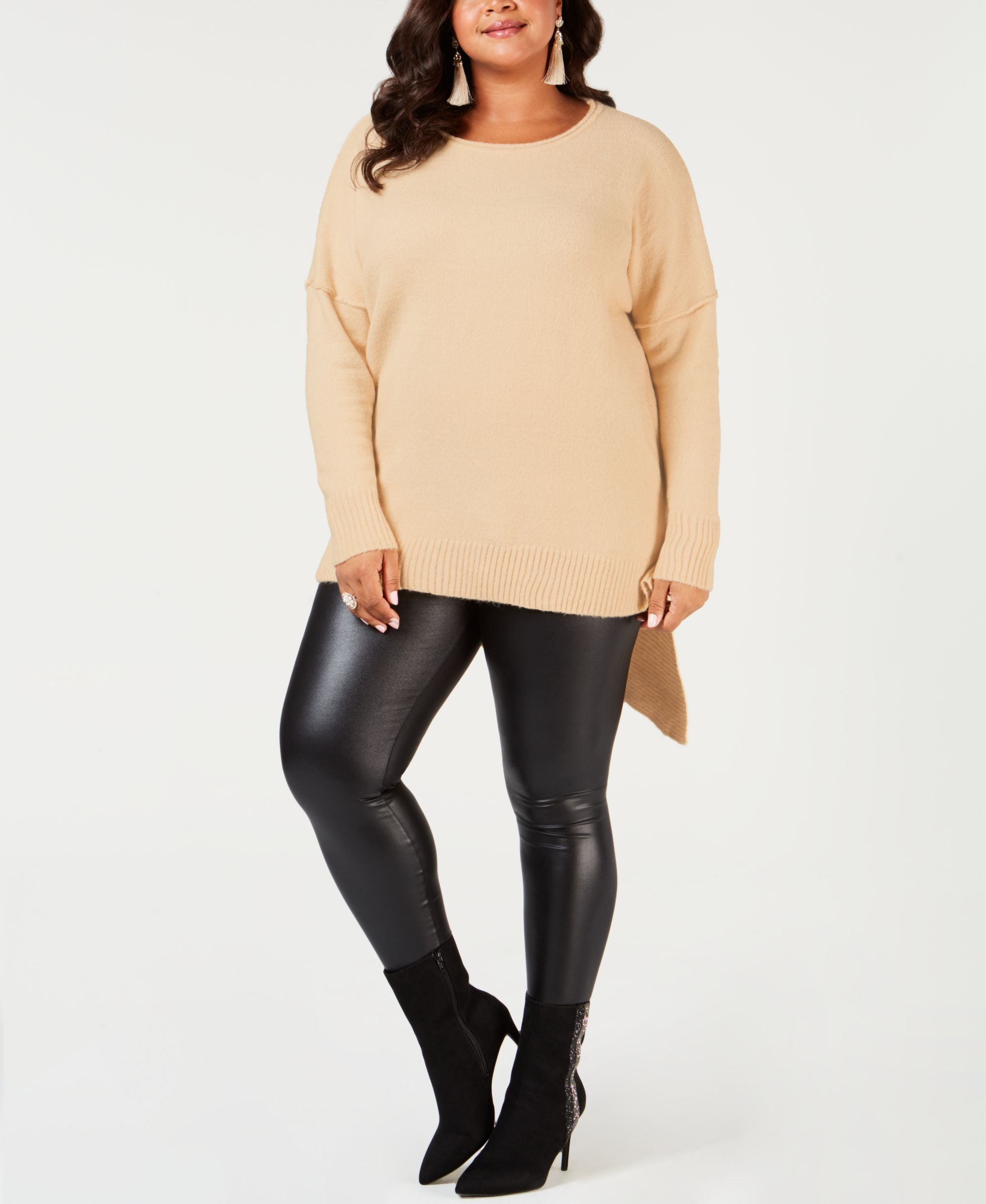 Plus Size Asymmetrical-Hem Sweater