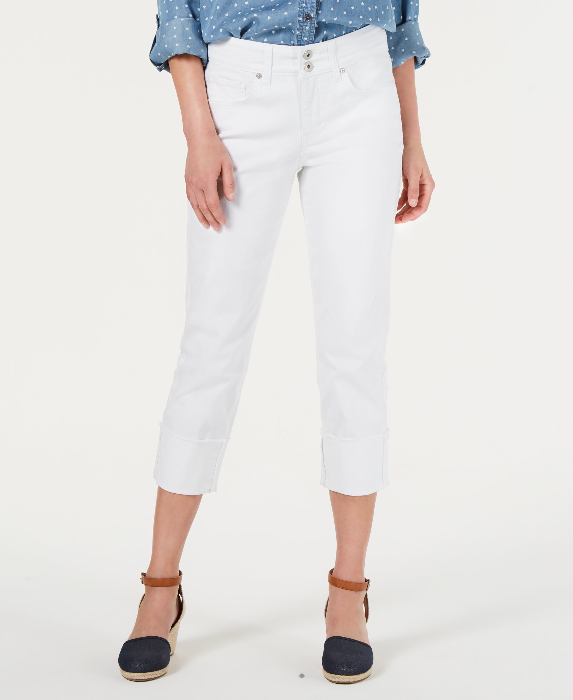 High Cuffed Capri-Length Premium Jeans