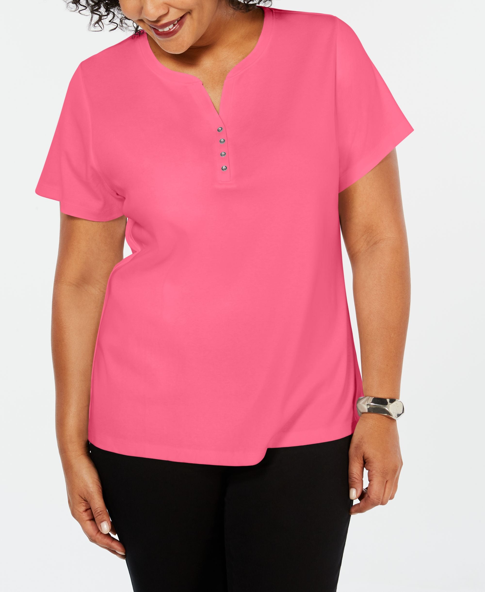 Plus Size Cotton Henley Premium Top