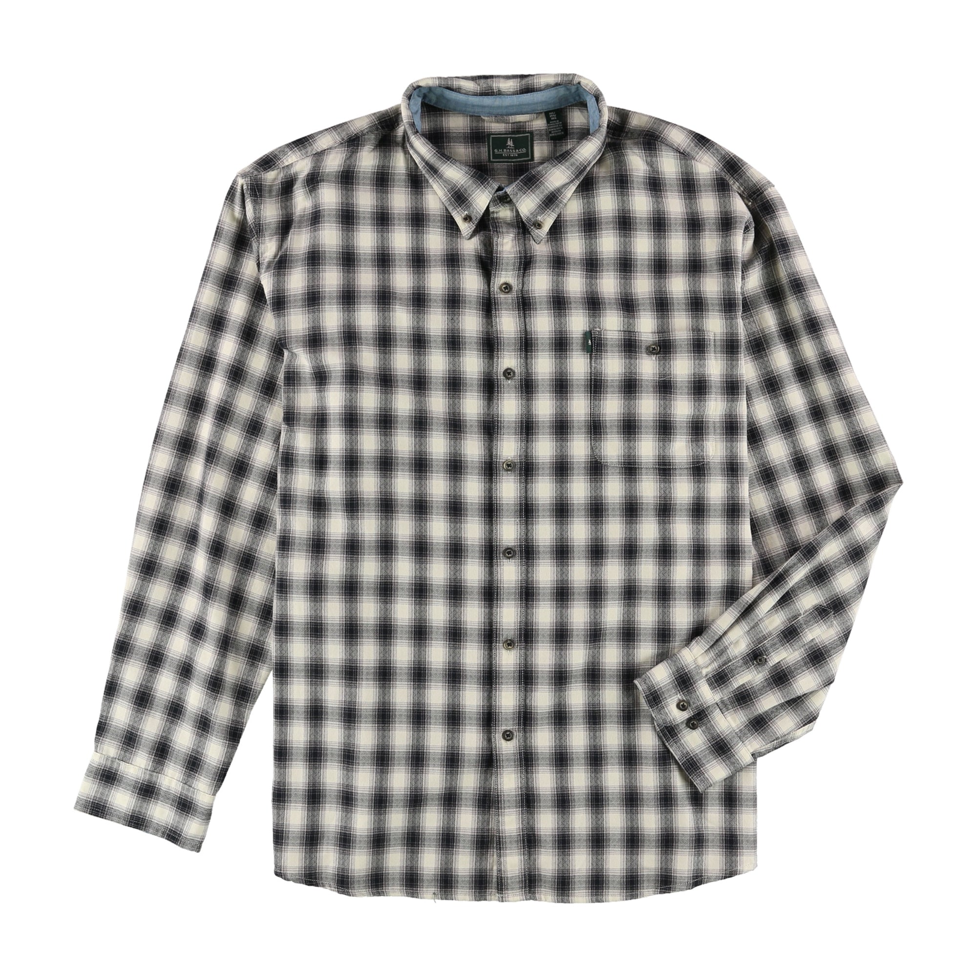 G.H. Bass & Co. Mens Plaid Button Up Modern Shirt, Beige, Small