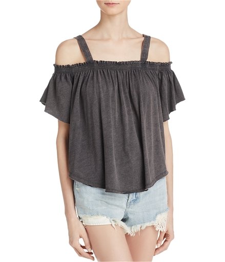 We The Free Womens Ruffled Off-The-Shoulder Everyday Premium Top Blue L