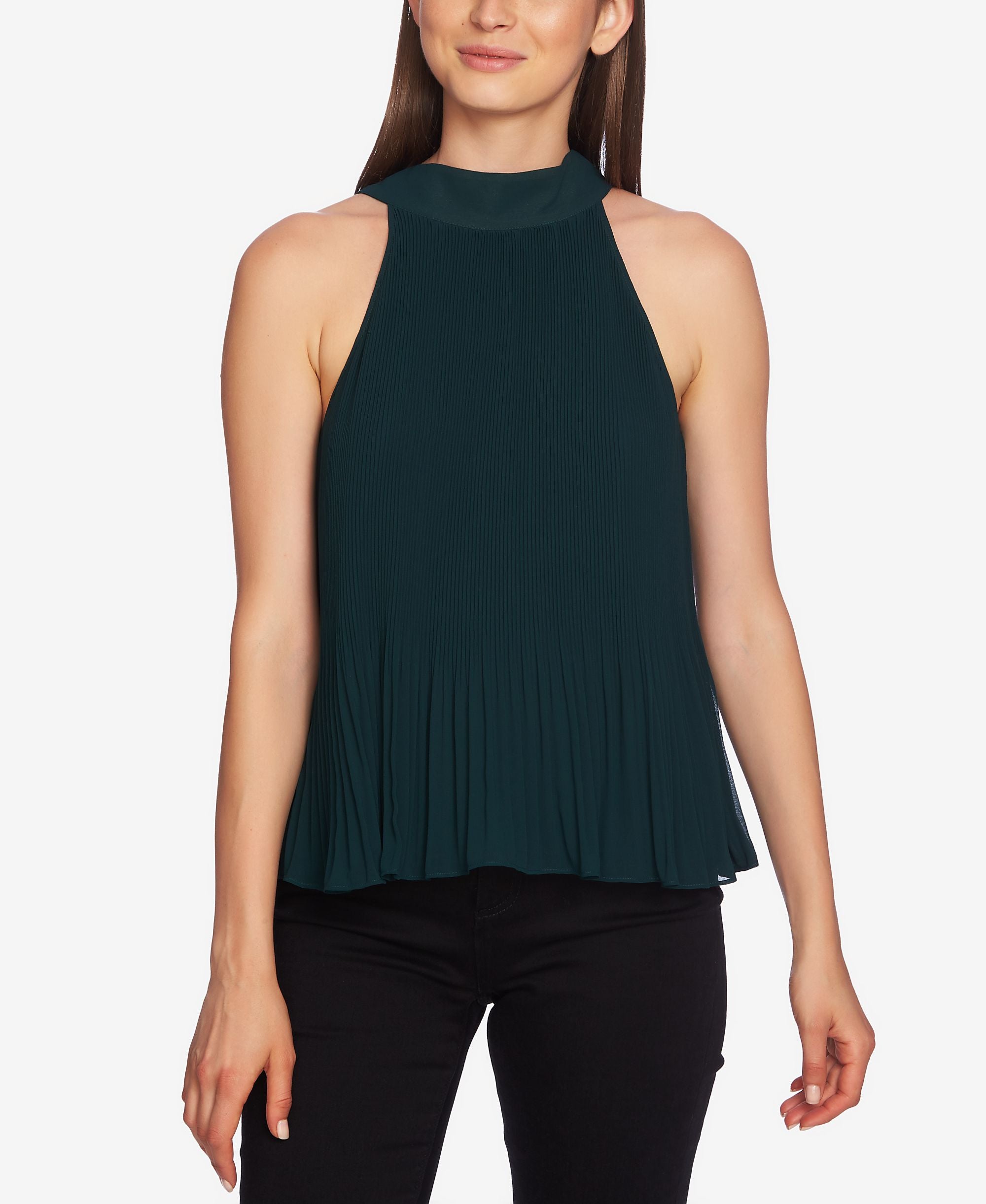 1.State Halter Tie Pleated Premium Top