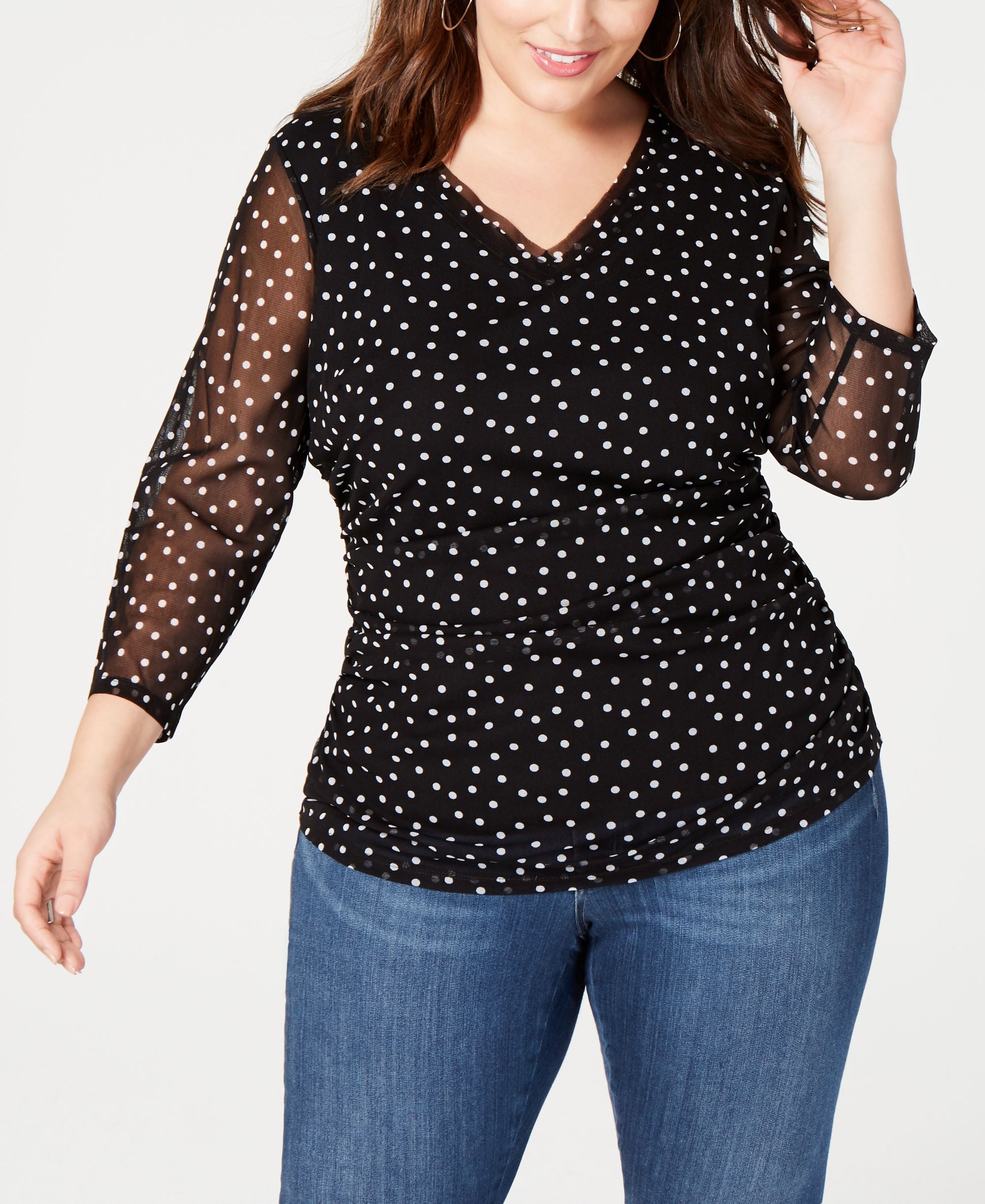 Plus Size Double Layer V Neck Premium Top